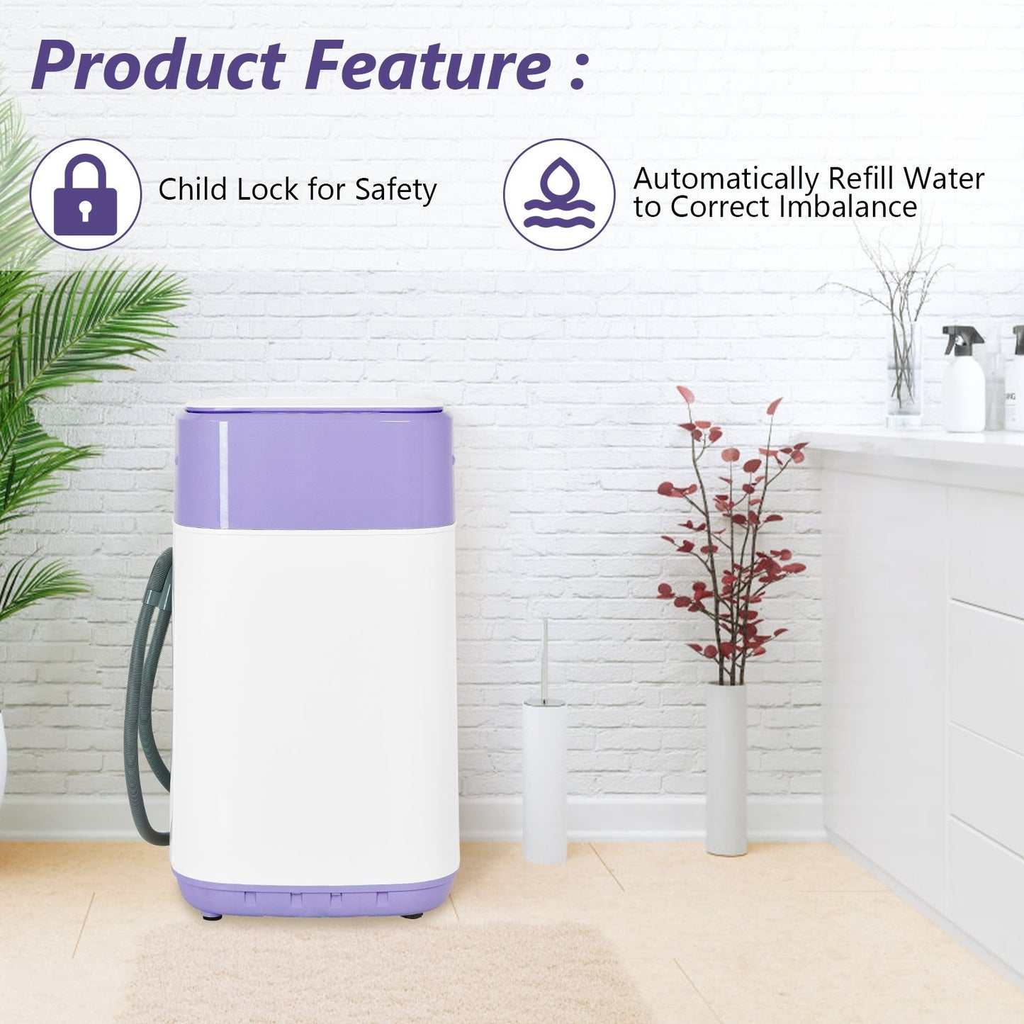 8lbs Portable Fully Automatic Washing Machine with Drain Pump-Green