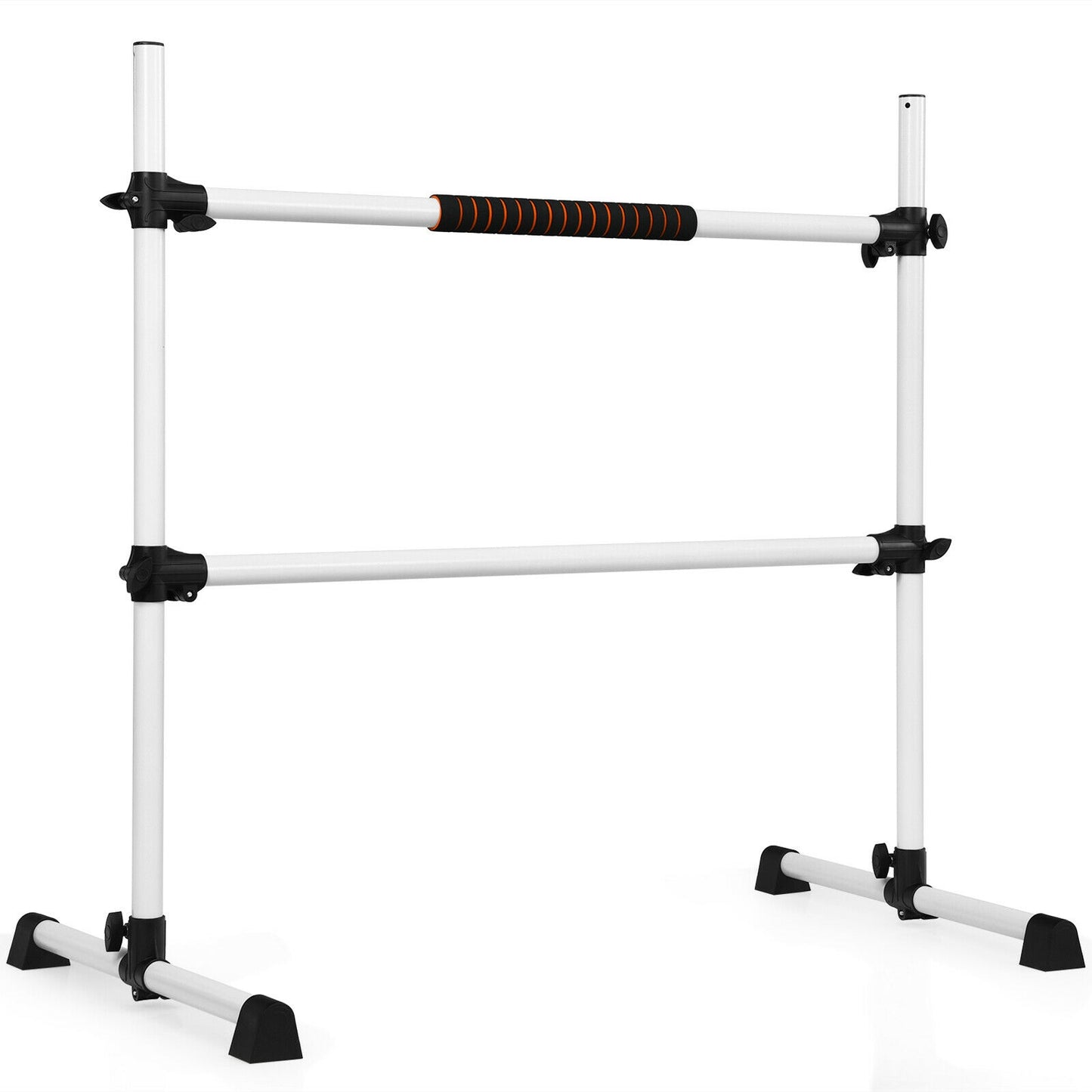 4 Feet Portable Freestanding Stable Construction Pilates Ballet Barre with Double Dance Bar-Gray
