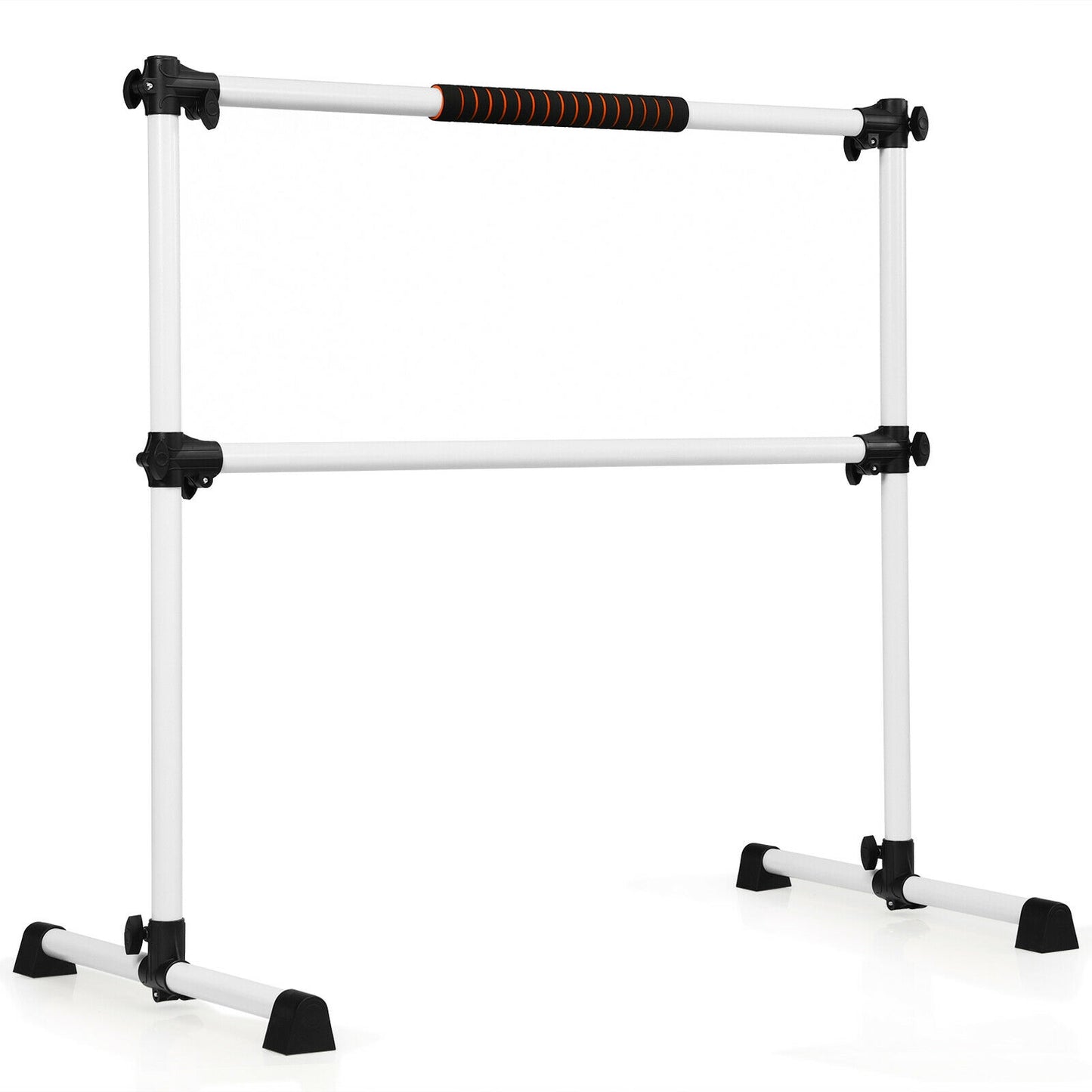 4 Feet Portable Freestanding Stable Construction Pilates Ballet Barre with Double Dance Bar-Gray