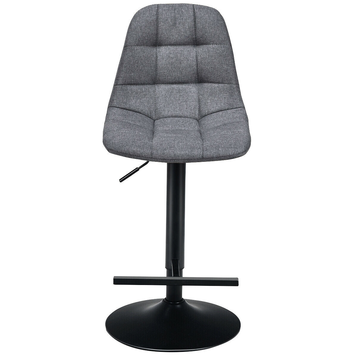 2 Pieces Adjustable Bar Stools Swivel Counter Height Linen Chairs-Gray