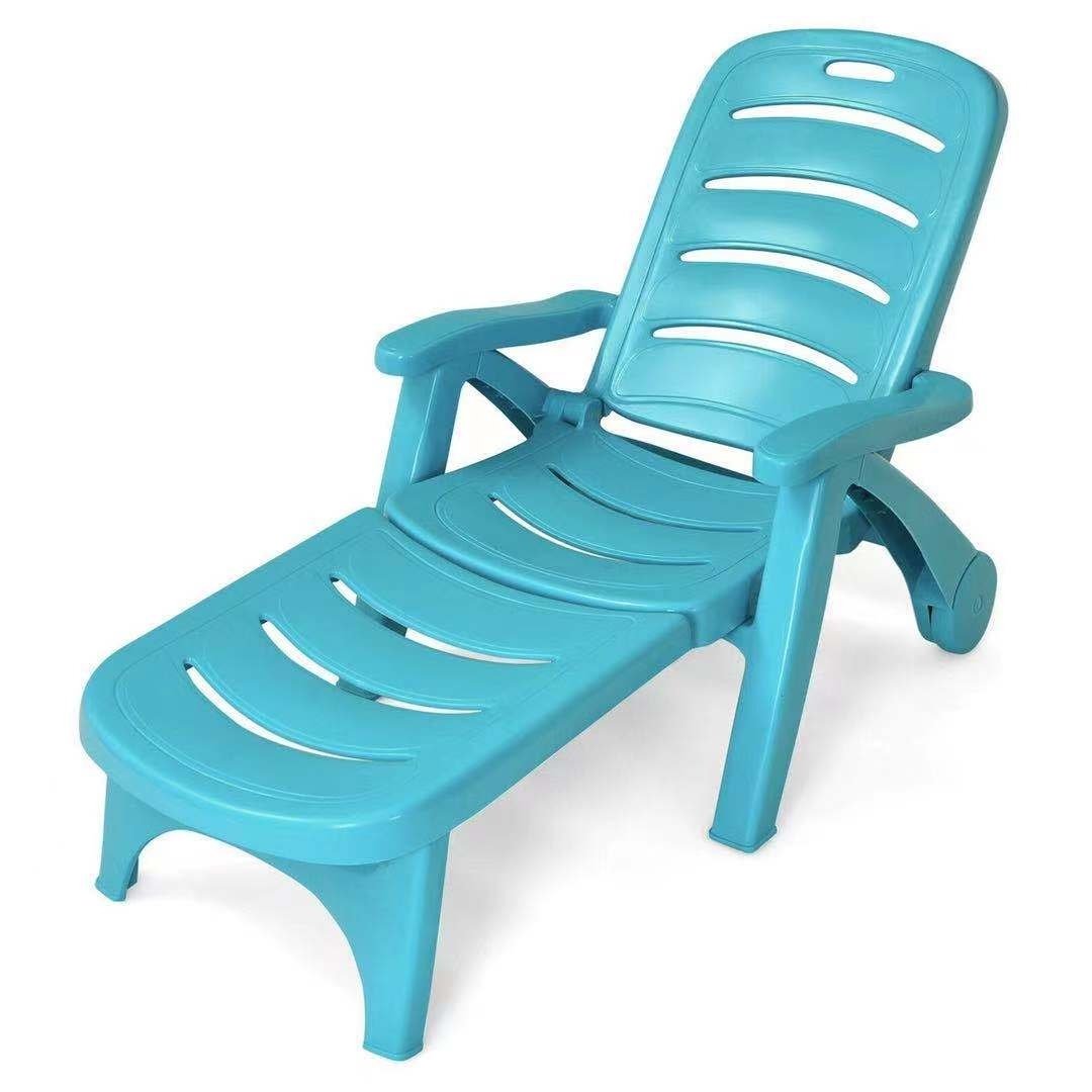 5 Position Adjustable Folding Lounger Chaise Chair-Gray