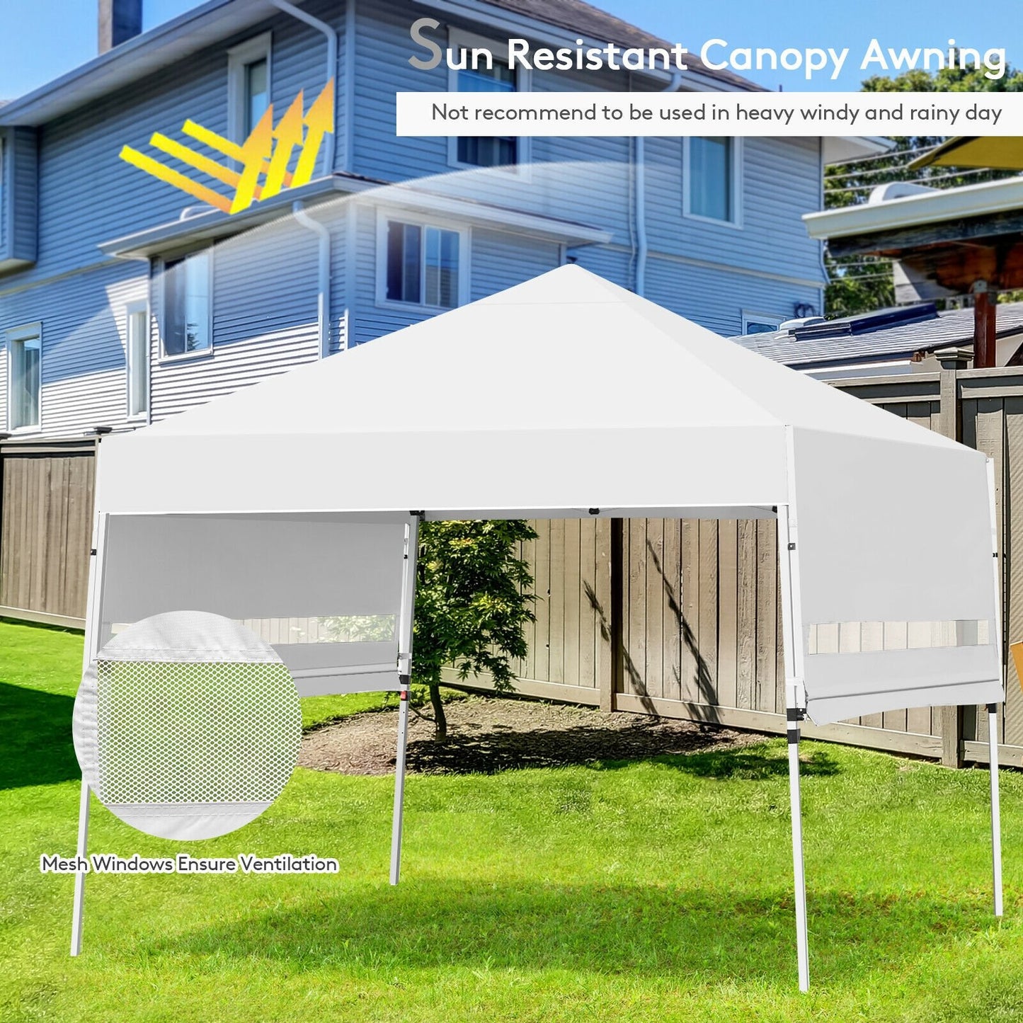 17 Feet x 10 Feet Foldable Pop Up Canopy with Adjustable Instant Sun Shelter-Blue