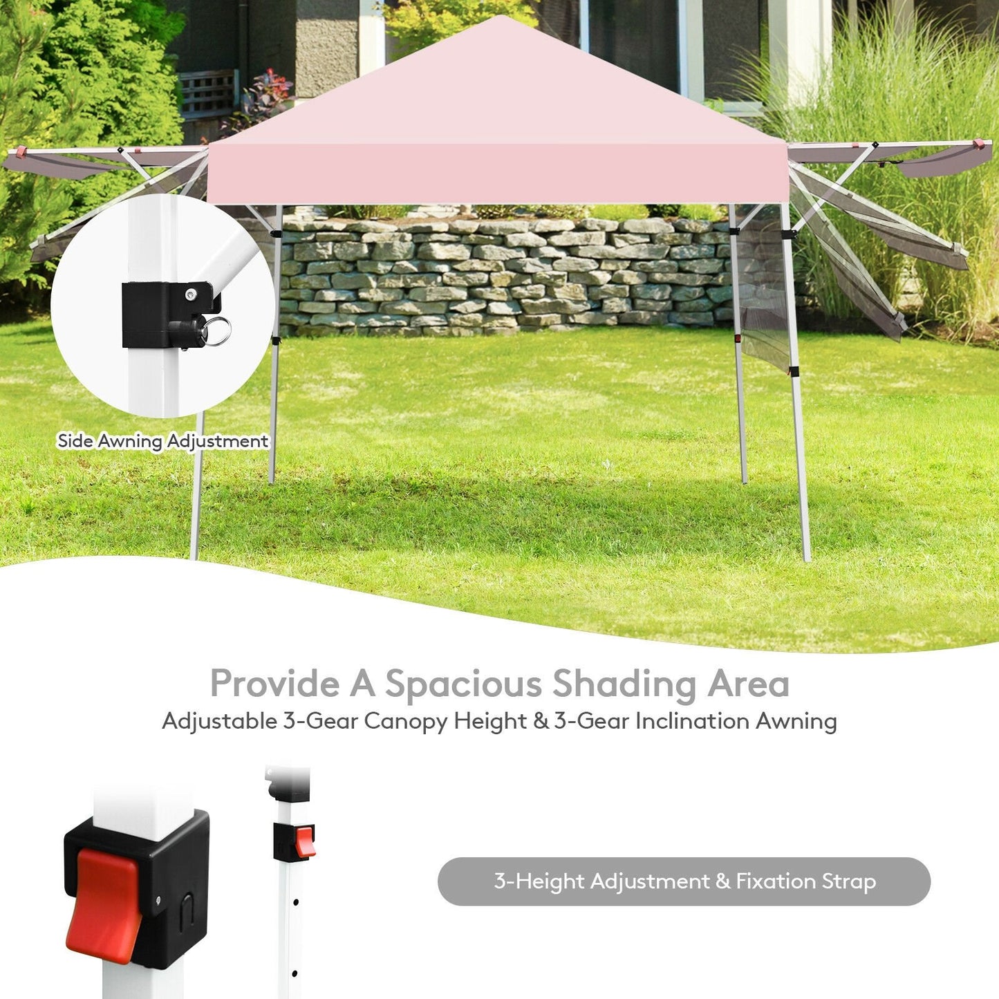 17 Feet x 10 Feet Foldable Pop Up Canopy with Adjustable Instant Sun Shelter-Blue