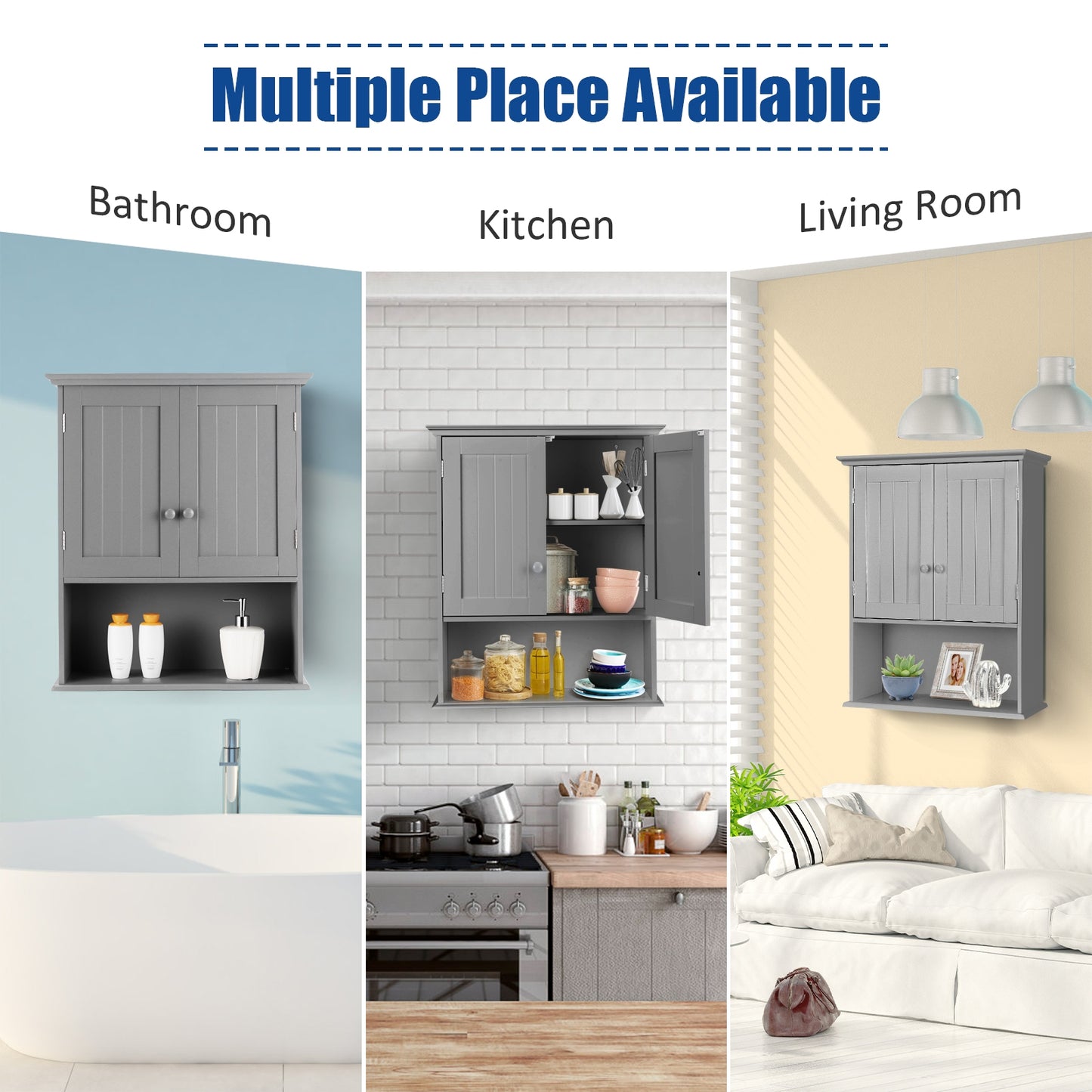 Wall Mount Bathroom Storage Cabinet-Dark Gray
