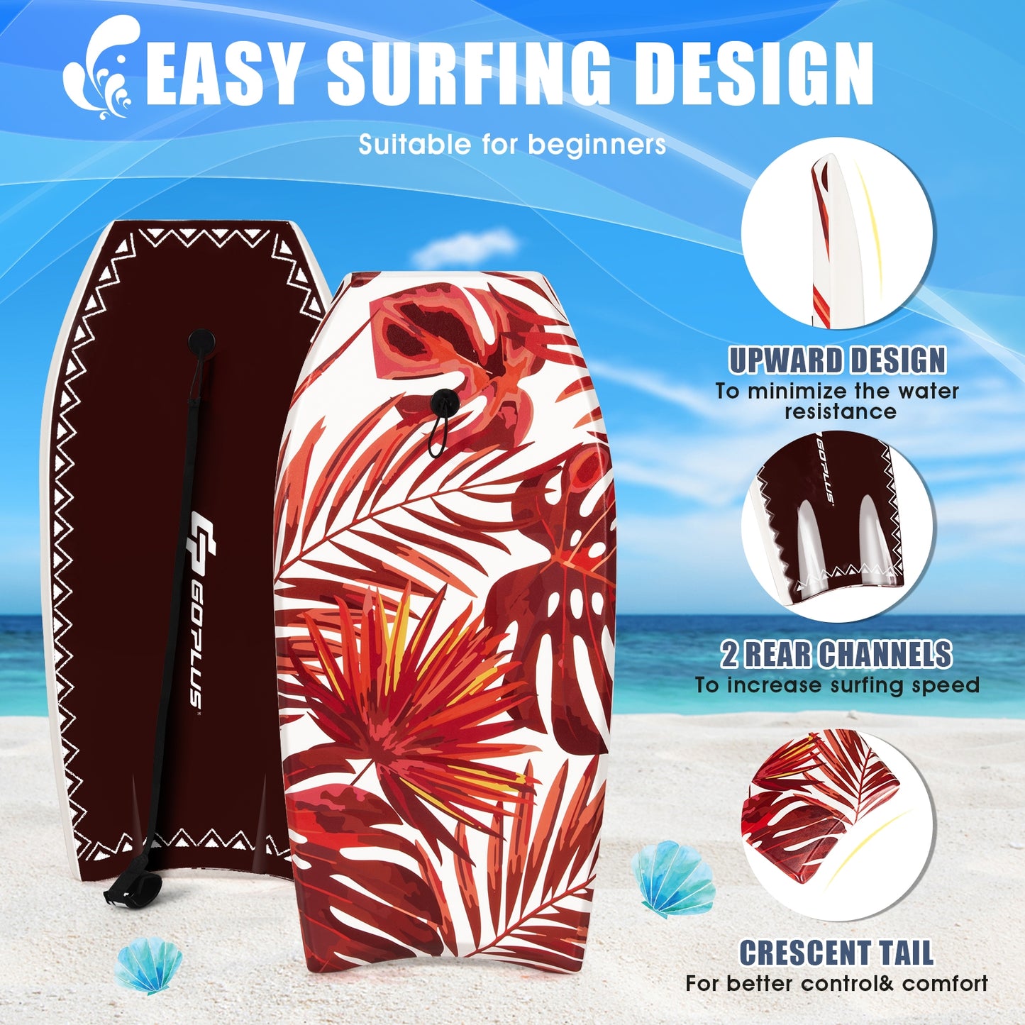 37 Inch Lightweight Surfboard With Fin EPS Core for Kids and Adults-M