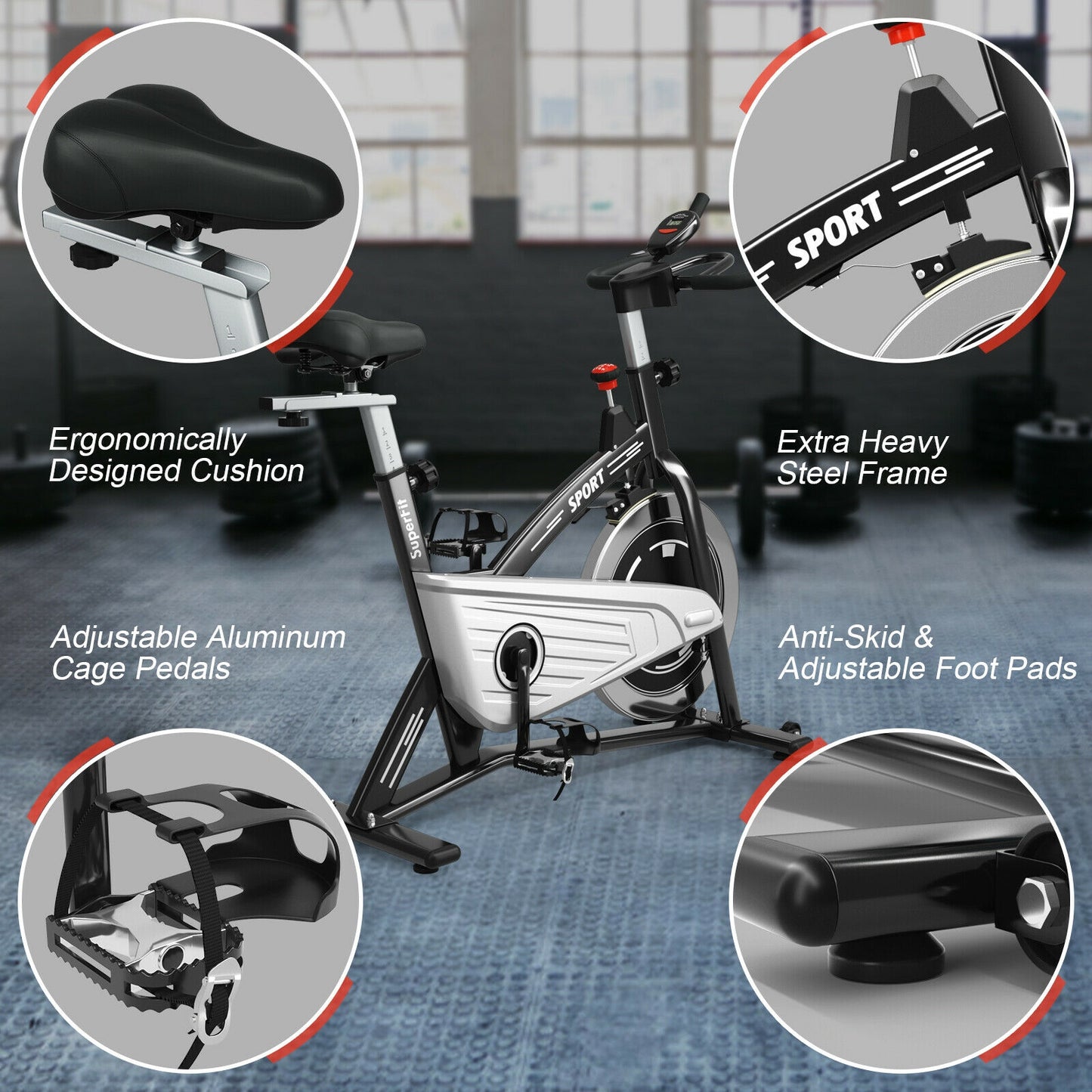 30Lbs Fixed Training Bicycle with Monitor for Gym and Home