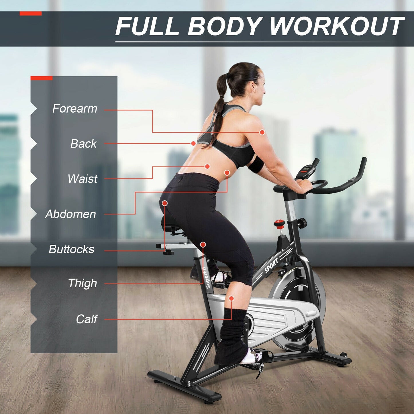30Lbs Fixed Training Bicycle with Monitor for Gym and Home