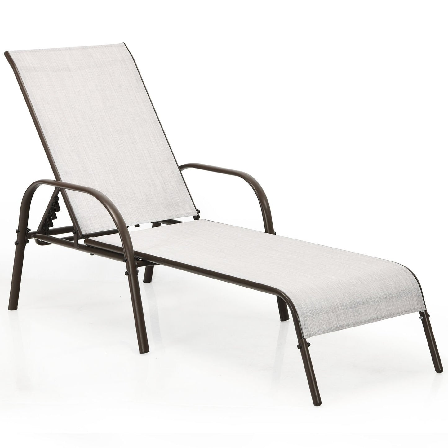 Adjustable Patio Chaise Folding Lounge Chair with Backrest-Black