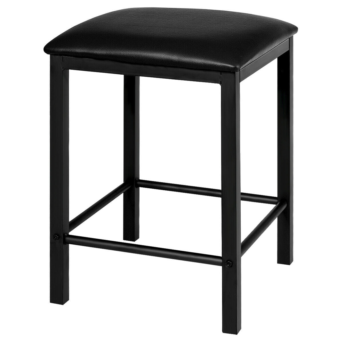 3 Pieces Counter Height Dining Set Faux Marble Table-Black