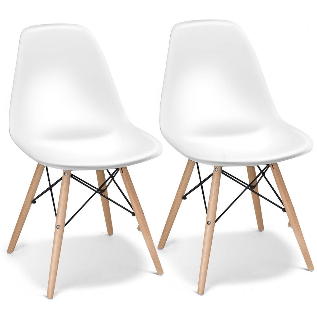 Set of 2 Mid-Century Modern DSW Dining Side Chair-Dark Black