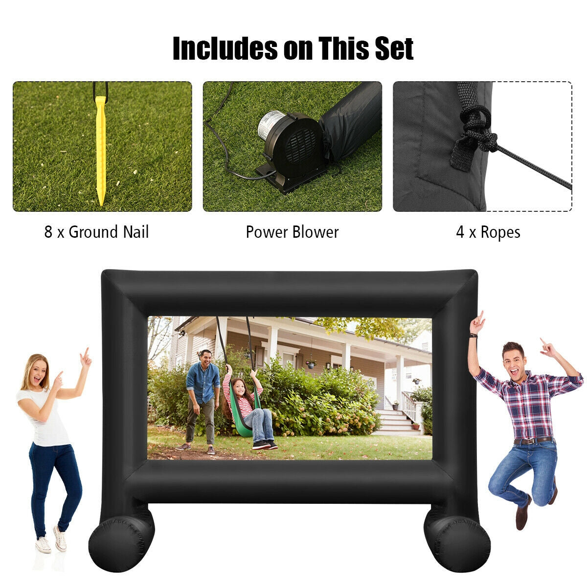 Inflatable Outdoor Movie Projector Screen with Blower-14'