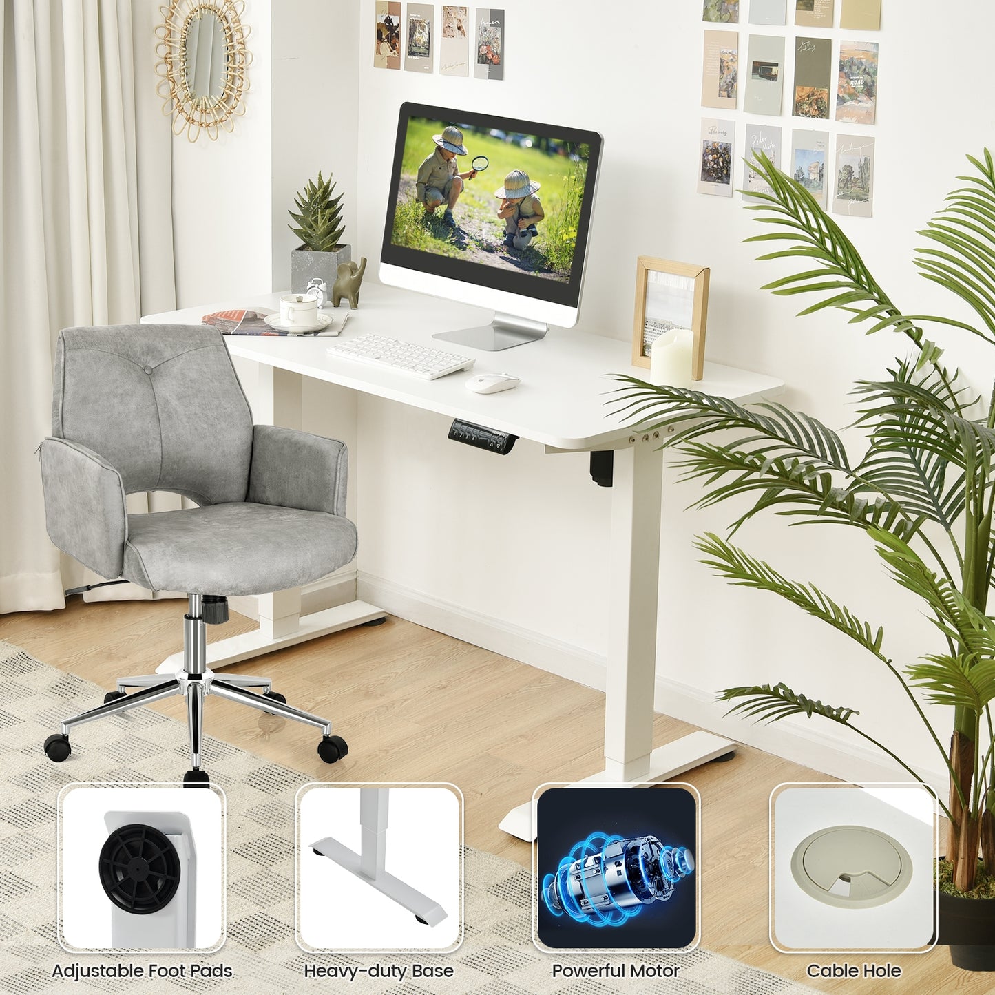 Electric Height Adjustable Standing Desk with Memory Controller-Black