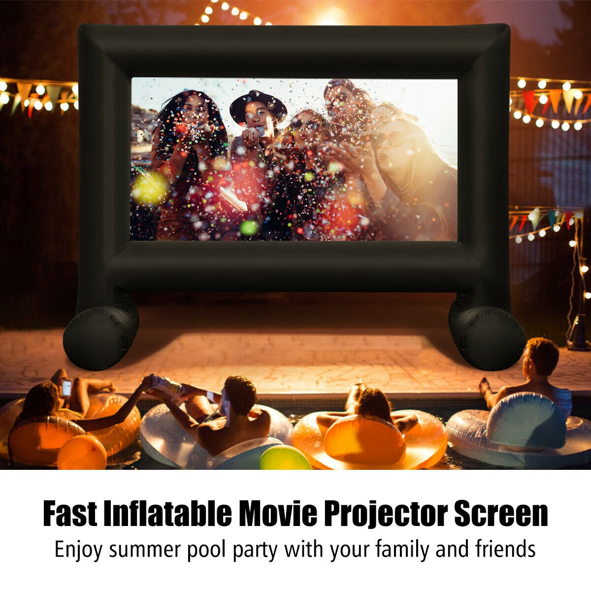 Inflatable Outdoor Movie Projector Screen with Blower and Carrying Bag-18'