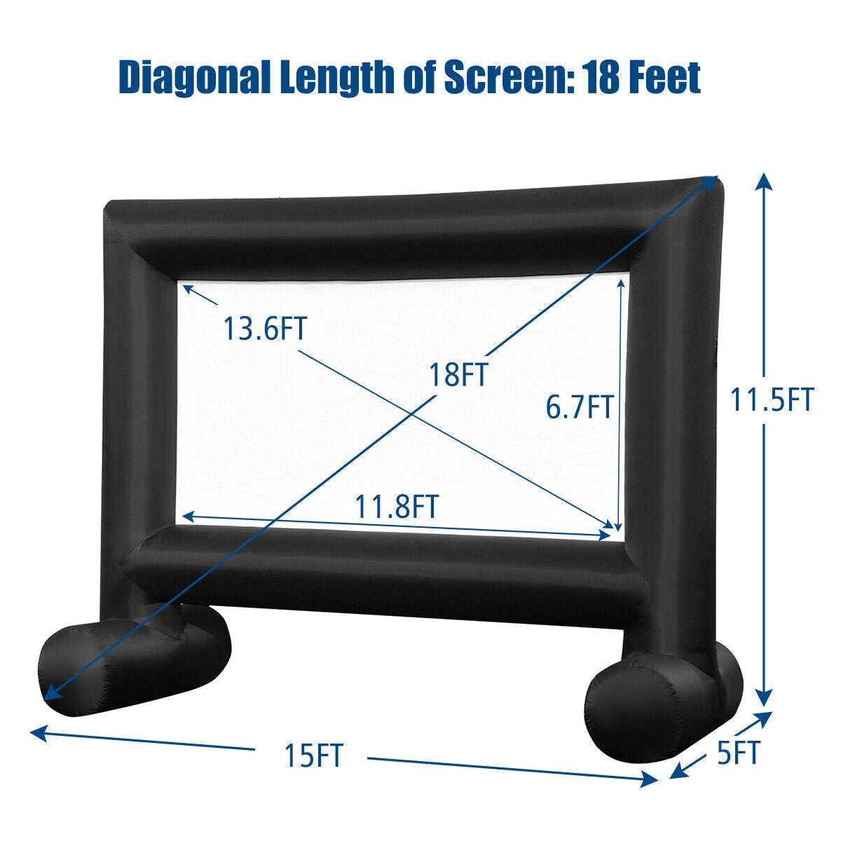 Inflatable Outdoor Movie Projector Screen with Blower and Carrying Bag-18'