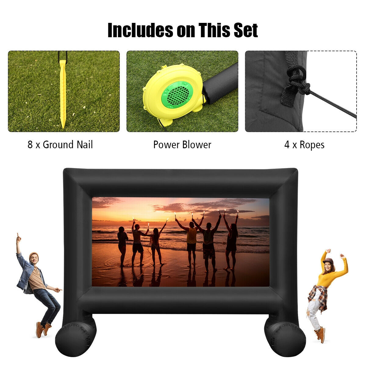 Inflatable Outdoor Movie Projector Screen with Blower and Carrying Bag-18'