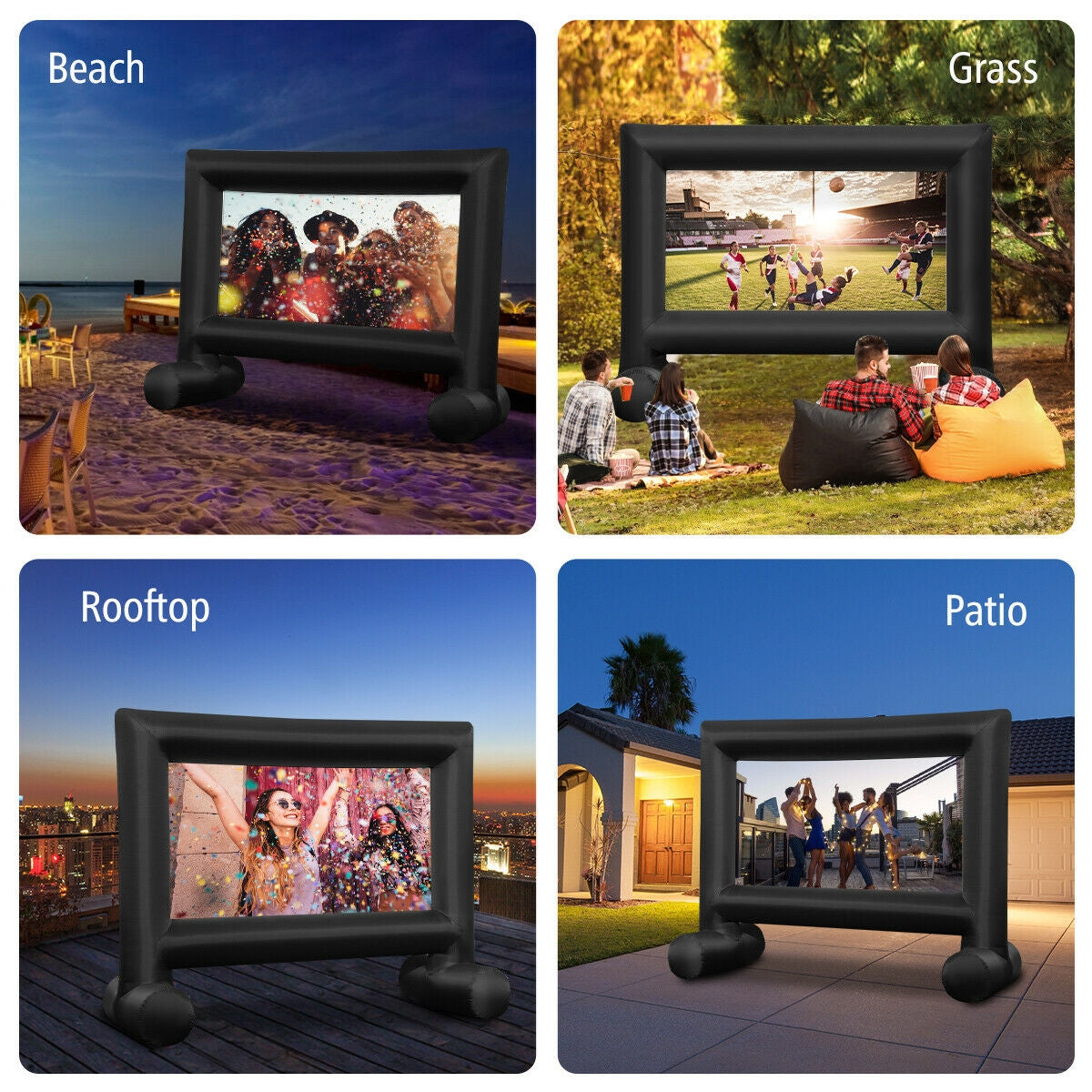 Inflatable Outdoor Movie Projector Screen with Blower and Carrying Bag-18'