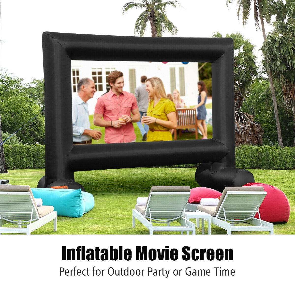 Inflatable Outdoor Movie Projector Screen with Blower and Carrying Bag-18'