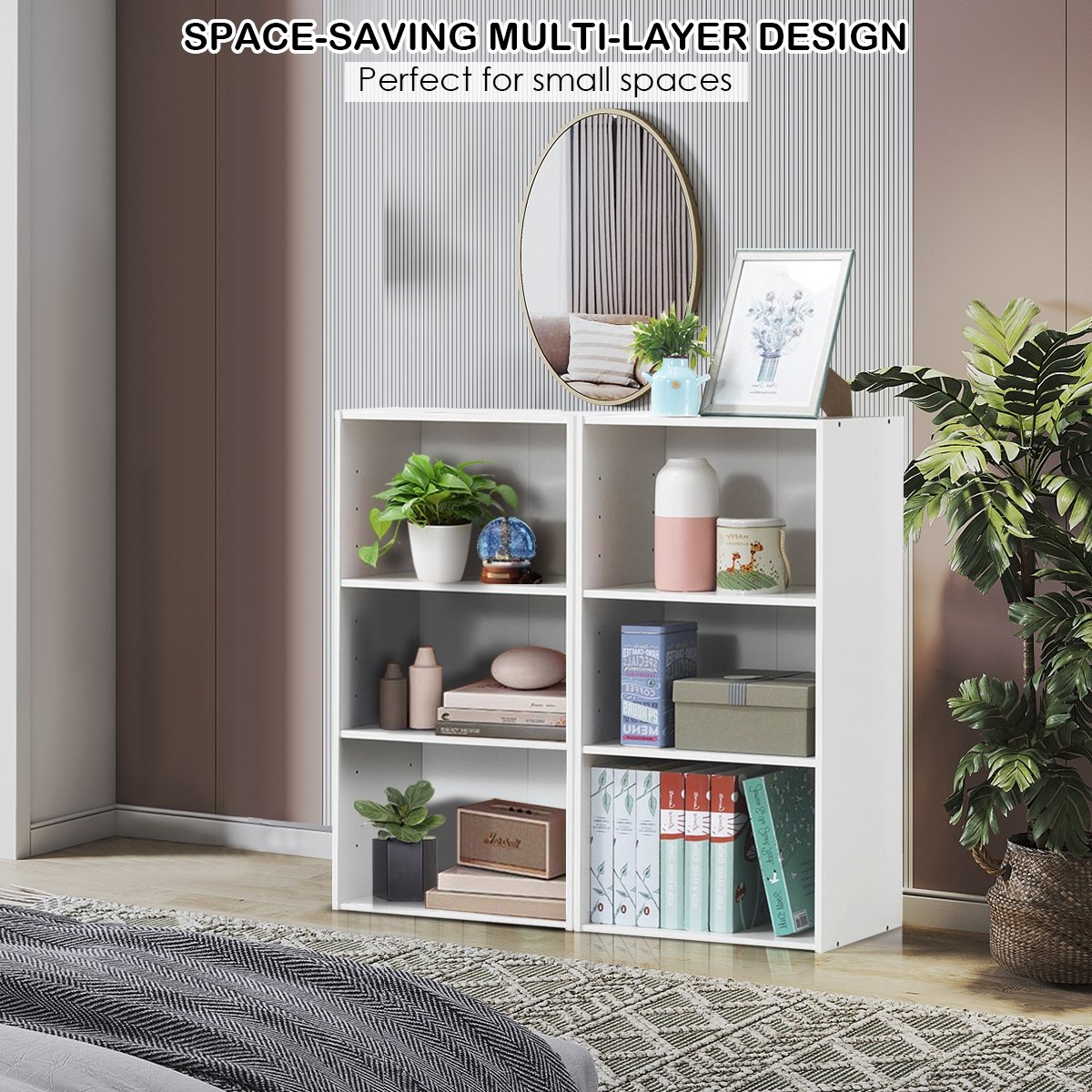 3 Open Shelf Bookcase Modern Storage Display Cabinet-Black