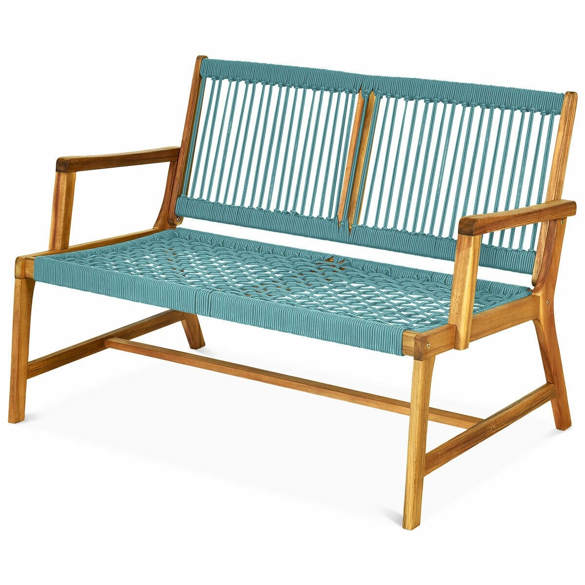 2-Person Acacia Wood Yard Bench for Balcony and Patio-Black