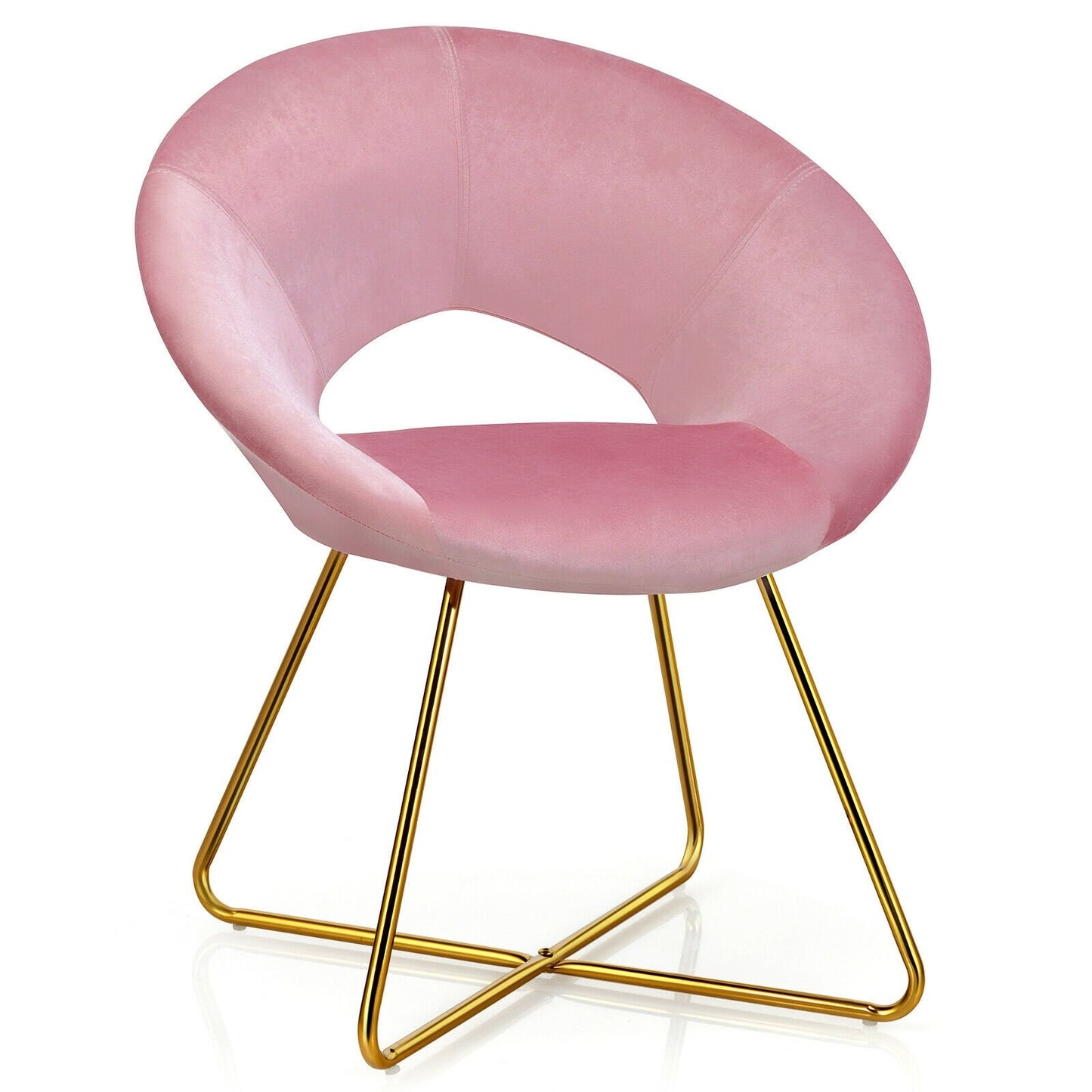 Modern Accent Velvet Dining Arm Chair with Golden Metal Legs and Soft Cushion-Dark Green