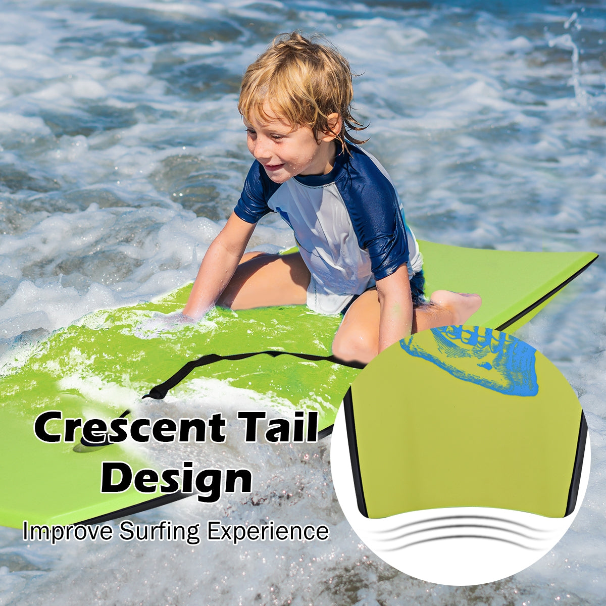 Super Surfing Lightweight Bodyboard with Leash-L