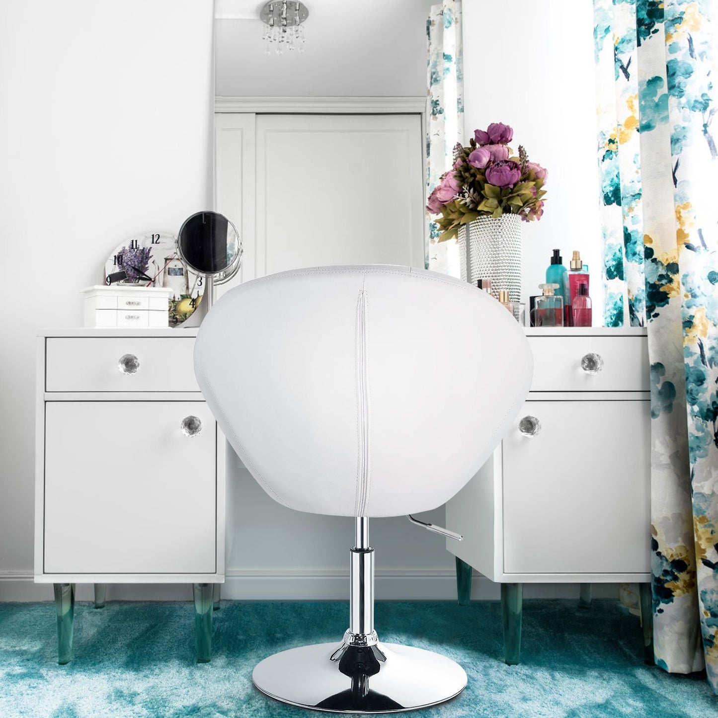 1 Piece Adjustable Modern Swivel Round Tufted-Black