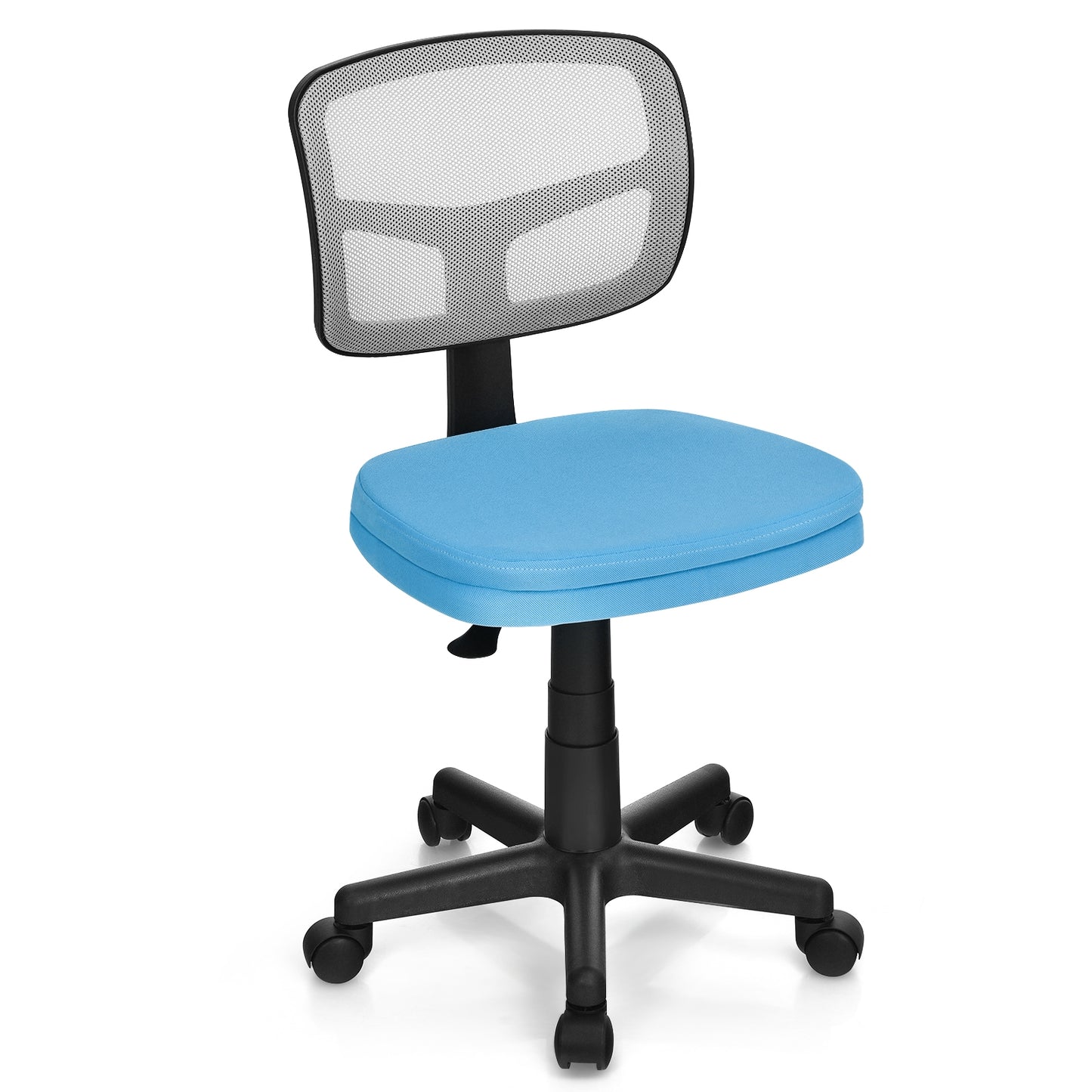 Armless Computer Chair with Height Adjustment and Breathable Mesh for Home Office-Black