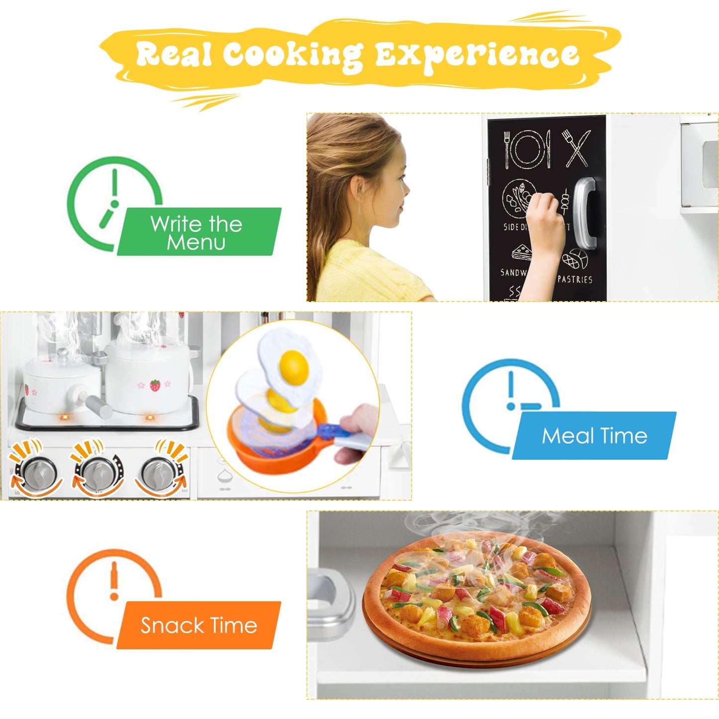 Wooden Pretend Play Kitchen Sets with Simulated Sound