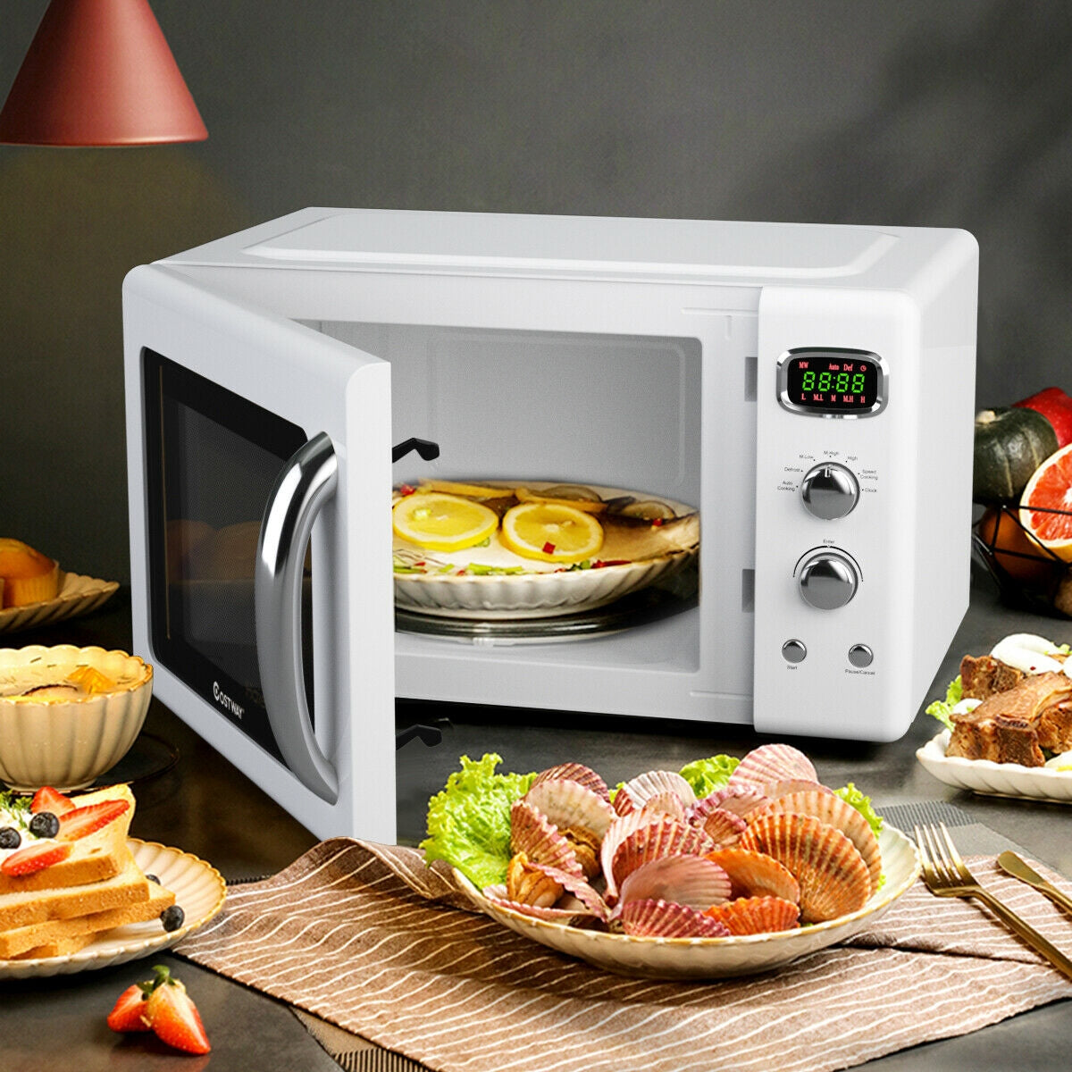 0.9 Cu.ft Retro Countertop Compact Microwave Oven-Green
