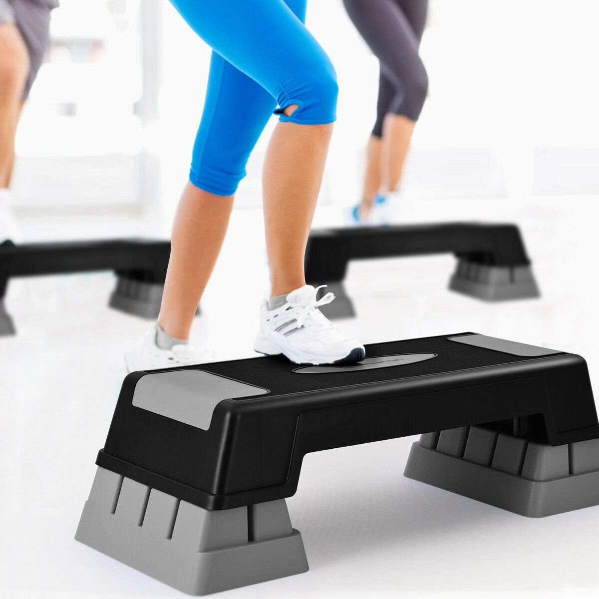 Aerobic Exercise Stepper Trainer with Adjustable Height-Blue