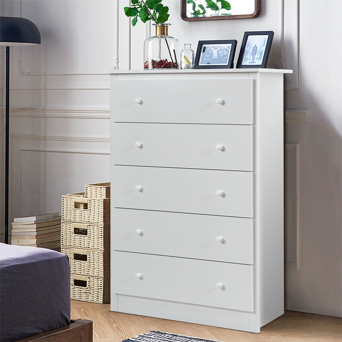 Functional Storage Organized Dresser with 5 Drawer-Brown