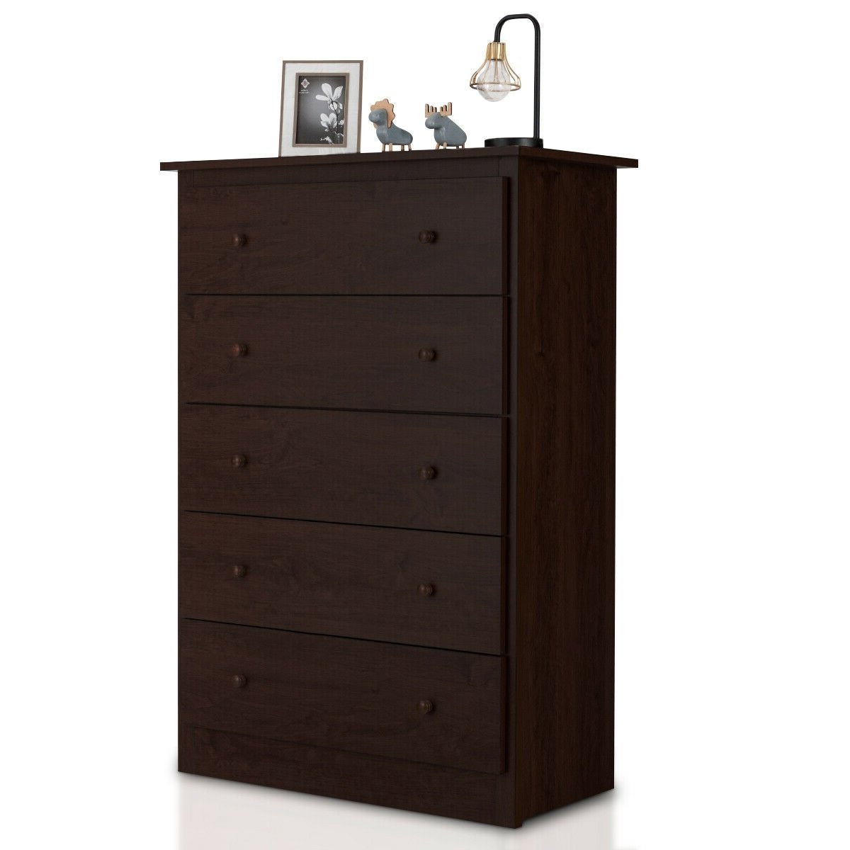 Functional Storage Organized Dresser with 5 Drawer-Brown