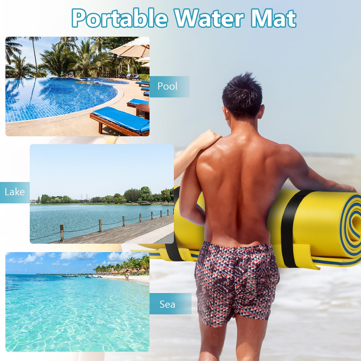 3-Layer Relaxing Tear-proof Water Mat-Blue