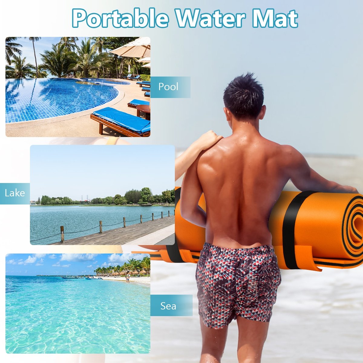 3-Layer Relaxing Tear-proof Water Mat-Blue