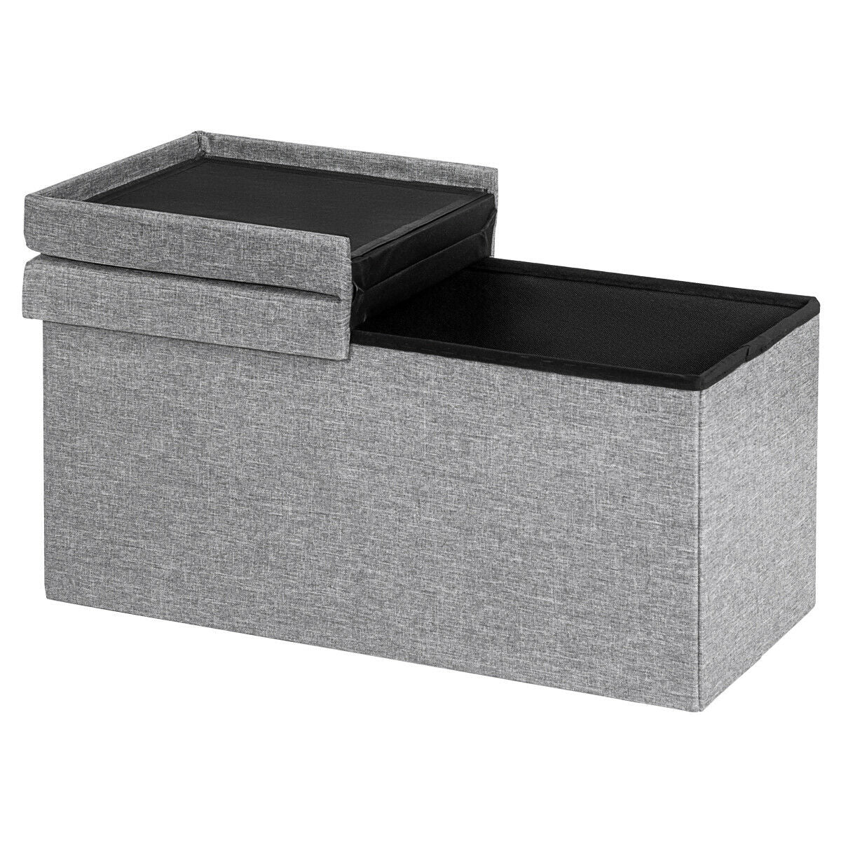 30" Folding Storage Ottoman with Lift Top-Light Gray