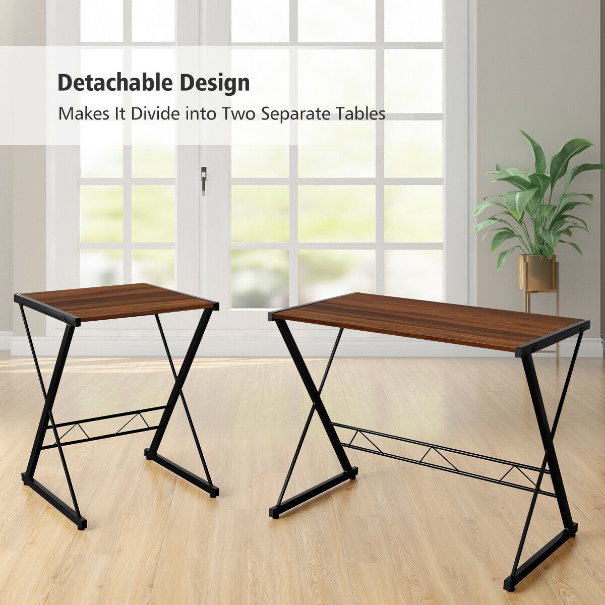 L-Shaped Computer Gaming Desk with Monitor Stand and Host Tray-Black