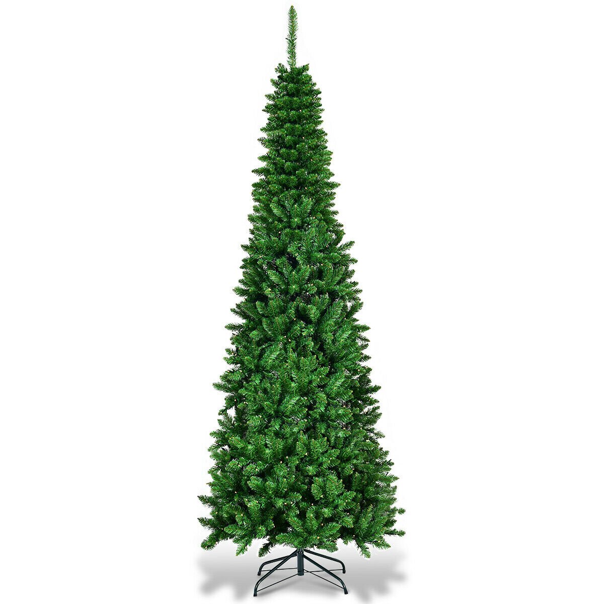 6.5 Feet Pre-Lit Hinged Artificial Pencil Christmas Tree-6.5 ft