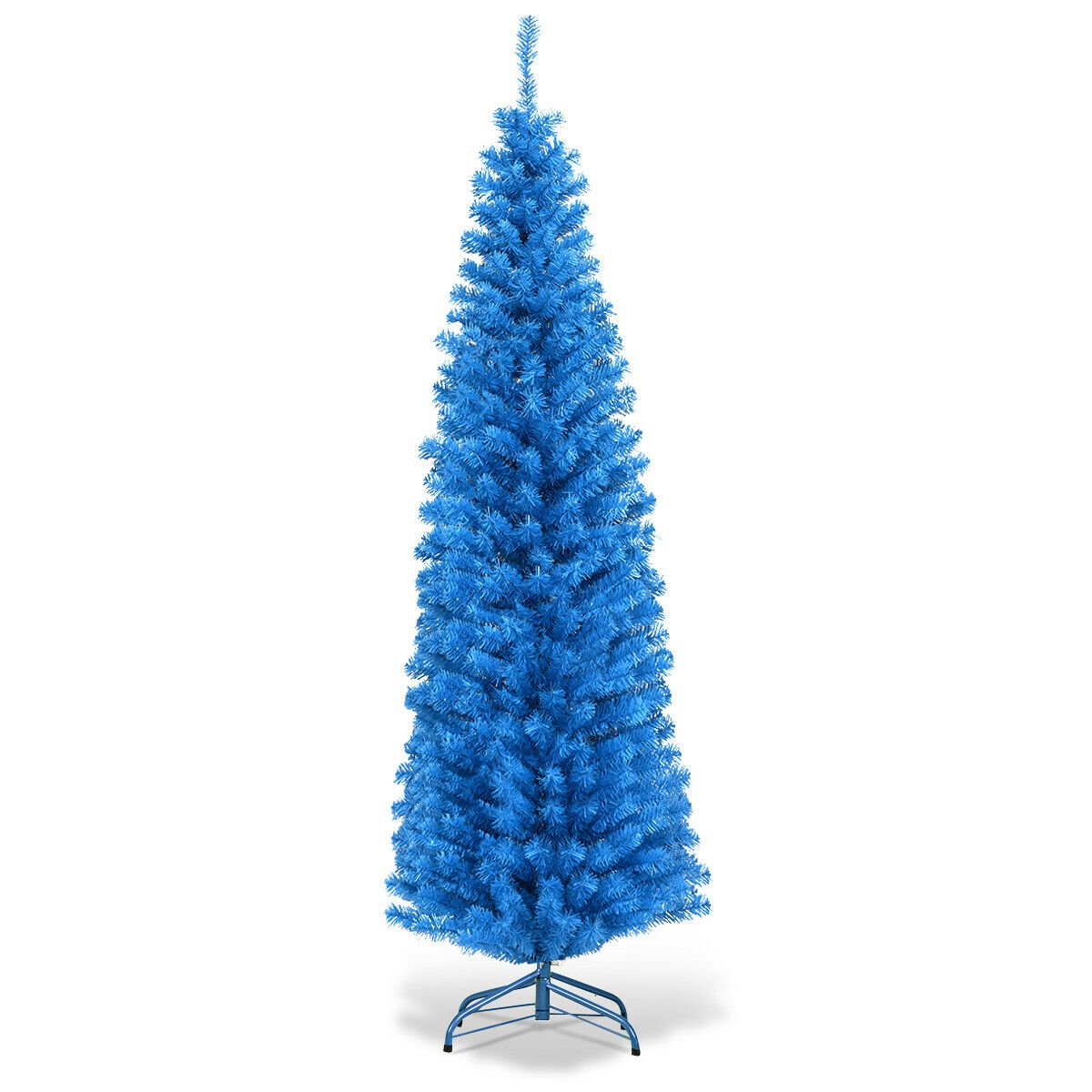 6 Feet Unlit Artificial Christmas Halloween Pencil Tree Black with Metal Stand-Black