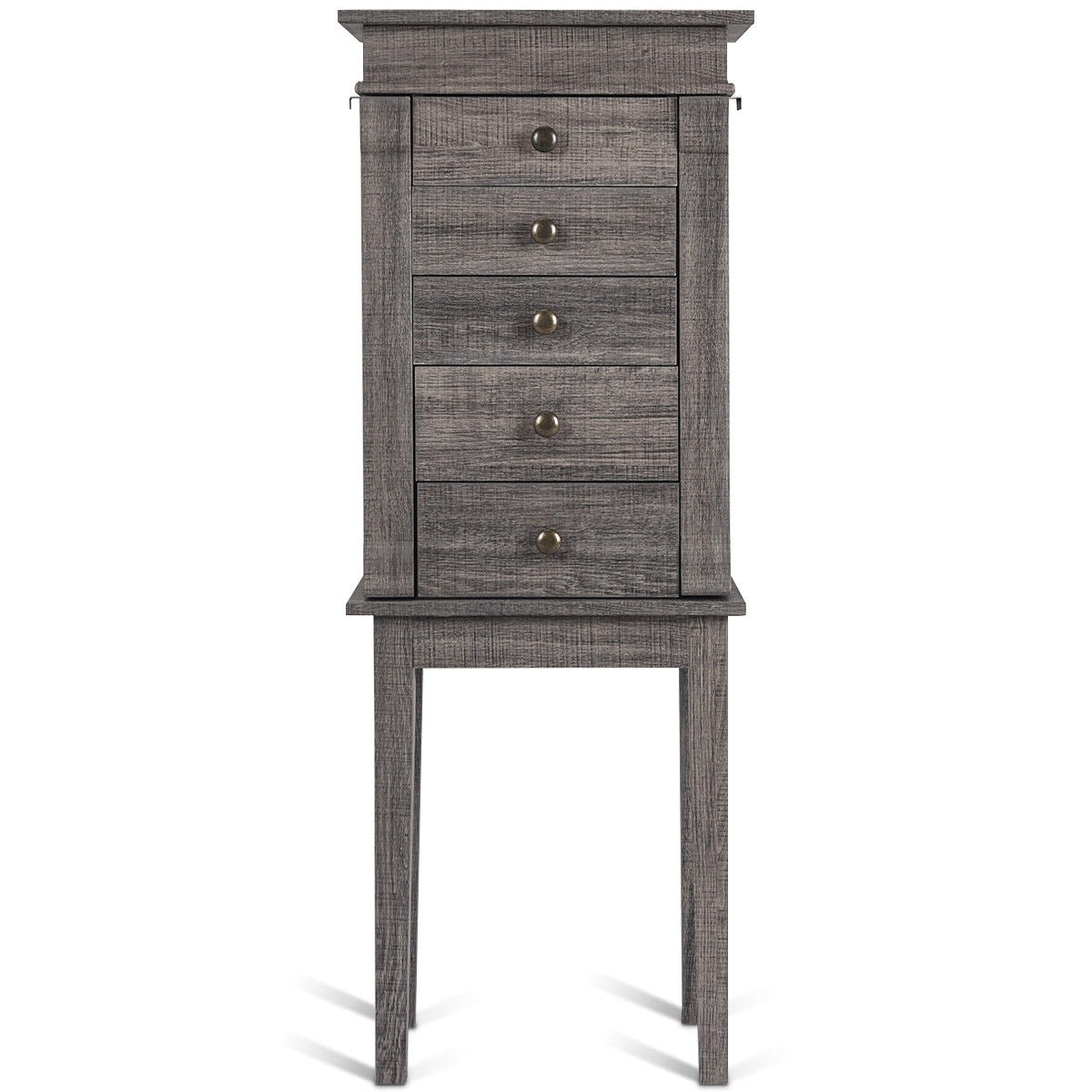 Standing Jewelry Cabinet Storage Organizer with Wooden Legs