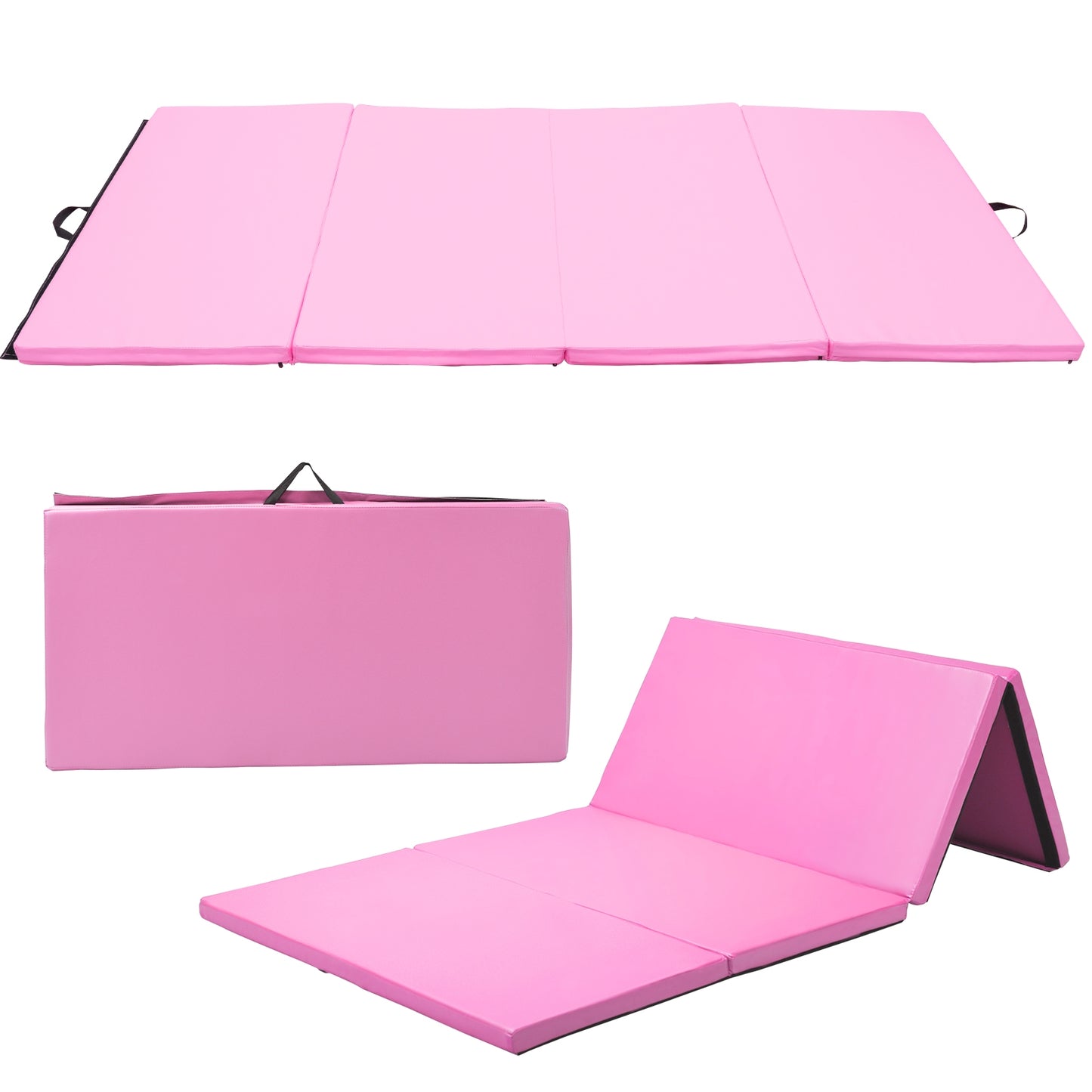 4' x 8' x 2 Inch Folding Panel Exercise Gymnastics Mat-Black