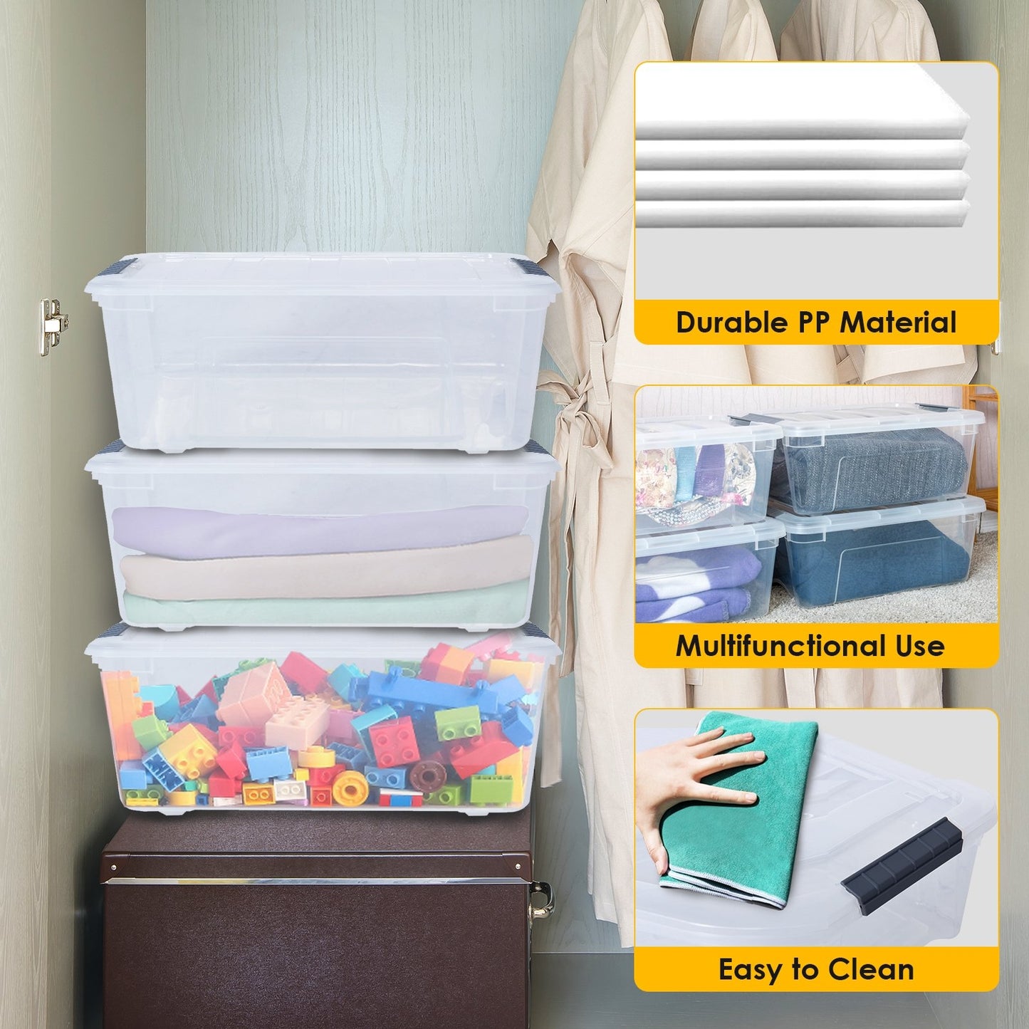 12 Pack 156 Quart Latch Stack Storage Tubs Box