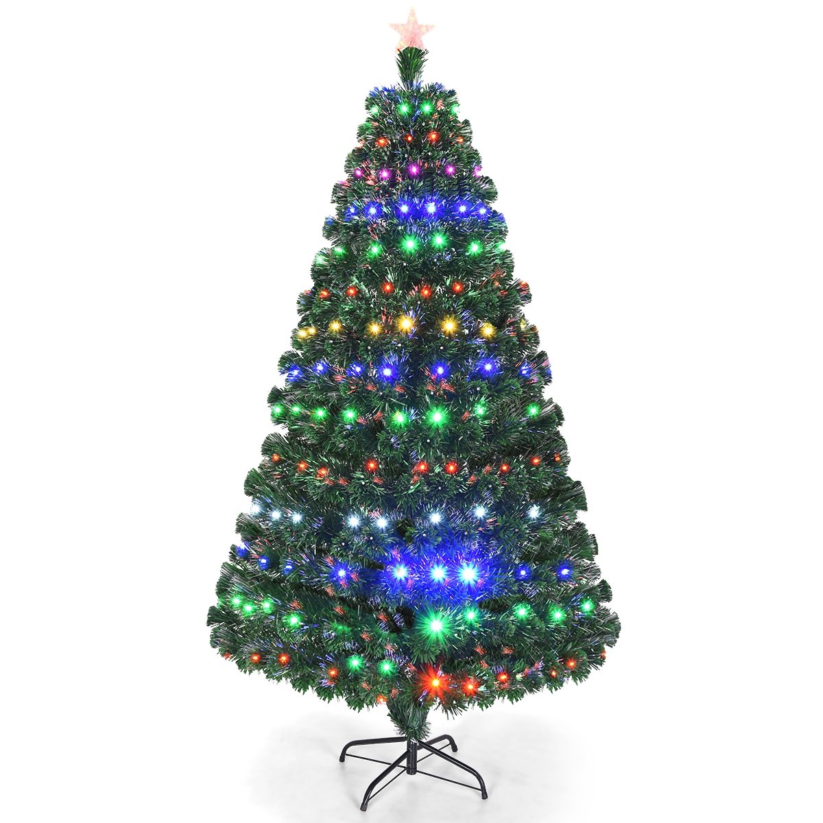 5/6/7 Feet Multicolor Artificial Christmas Tree with LED Light and Metal Stand-6'