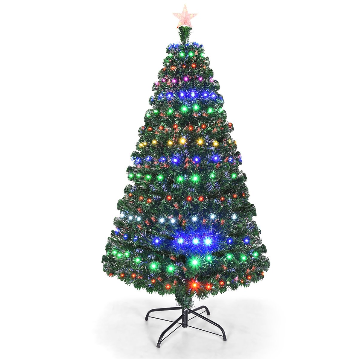 5/6/7 Feet Multicolor Artificial Christmas Tree with LED Light and Metal Stand-6'