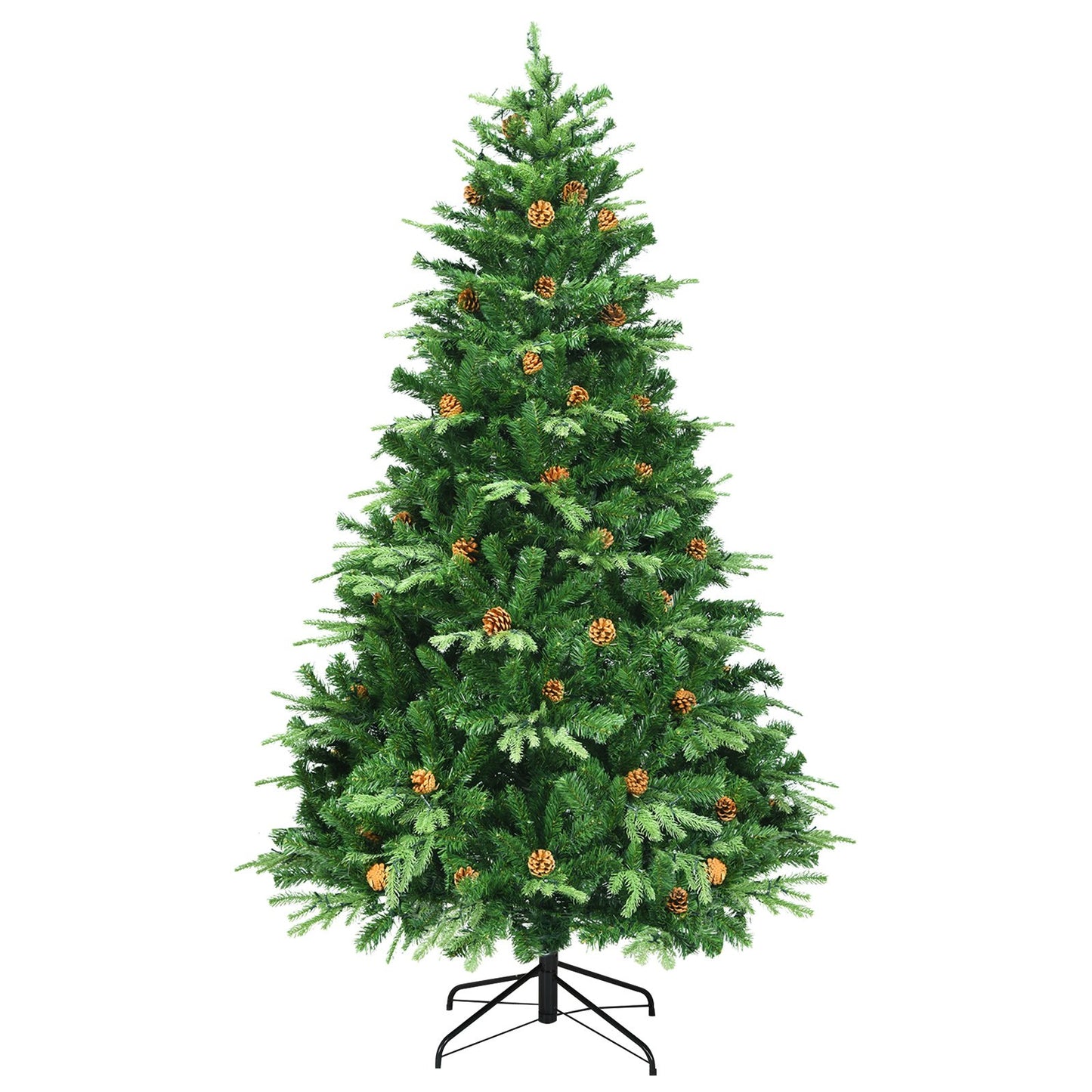 Flocked Artificial Christmas Tree with LED Lights and Pine Cones-8 ft