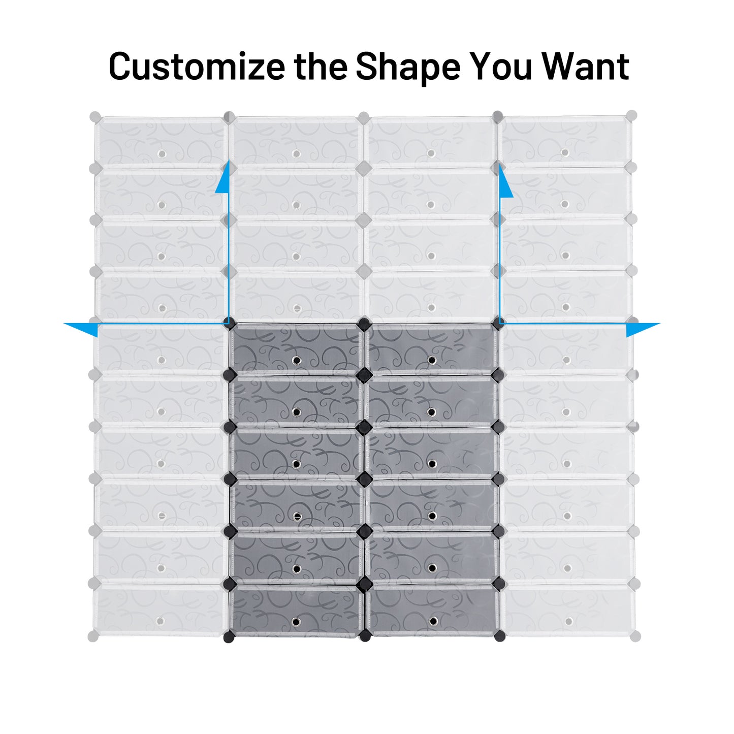12-Cube DIY Portable Plastic Shoe Rack with Transparent Doors - Direct by Wilsons Home Store