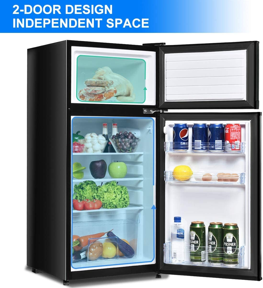 2 Doors Cold-rolled Sheet Compact Refrigerator-Black - Direct by Wilsons Home Store