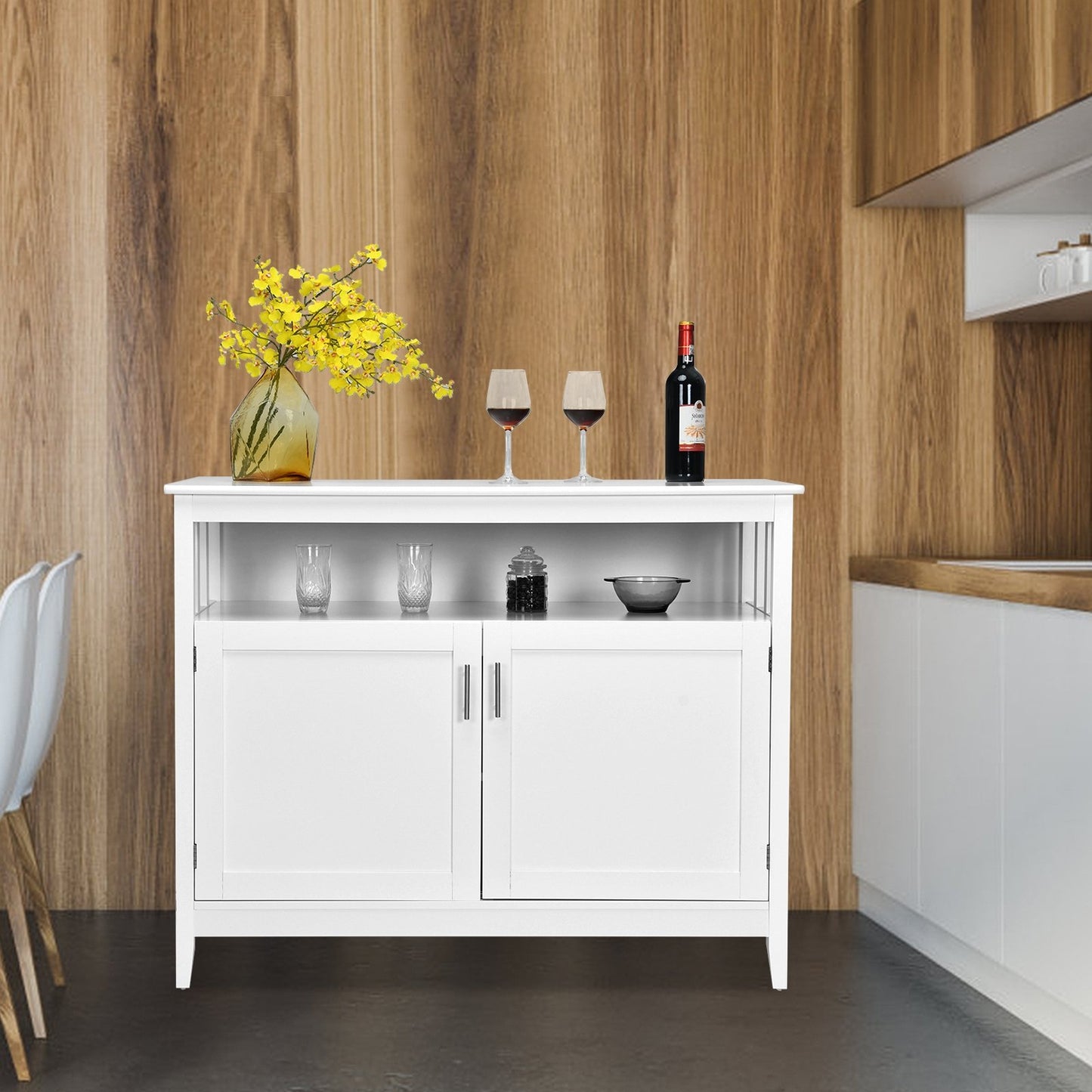 Modern Practical Wooden Kitchen Lockers with Large Storage Space-Black