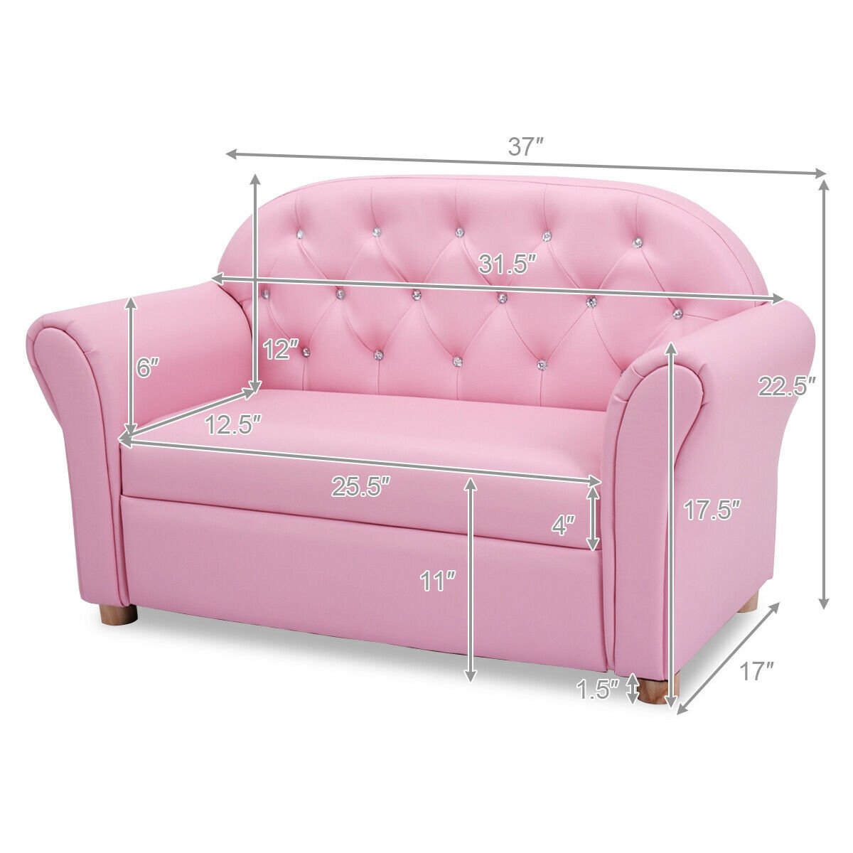 Kids Princess Armrest Chair Lounge Couch - Direct by Wilsons Home Store