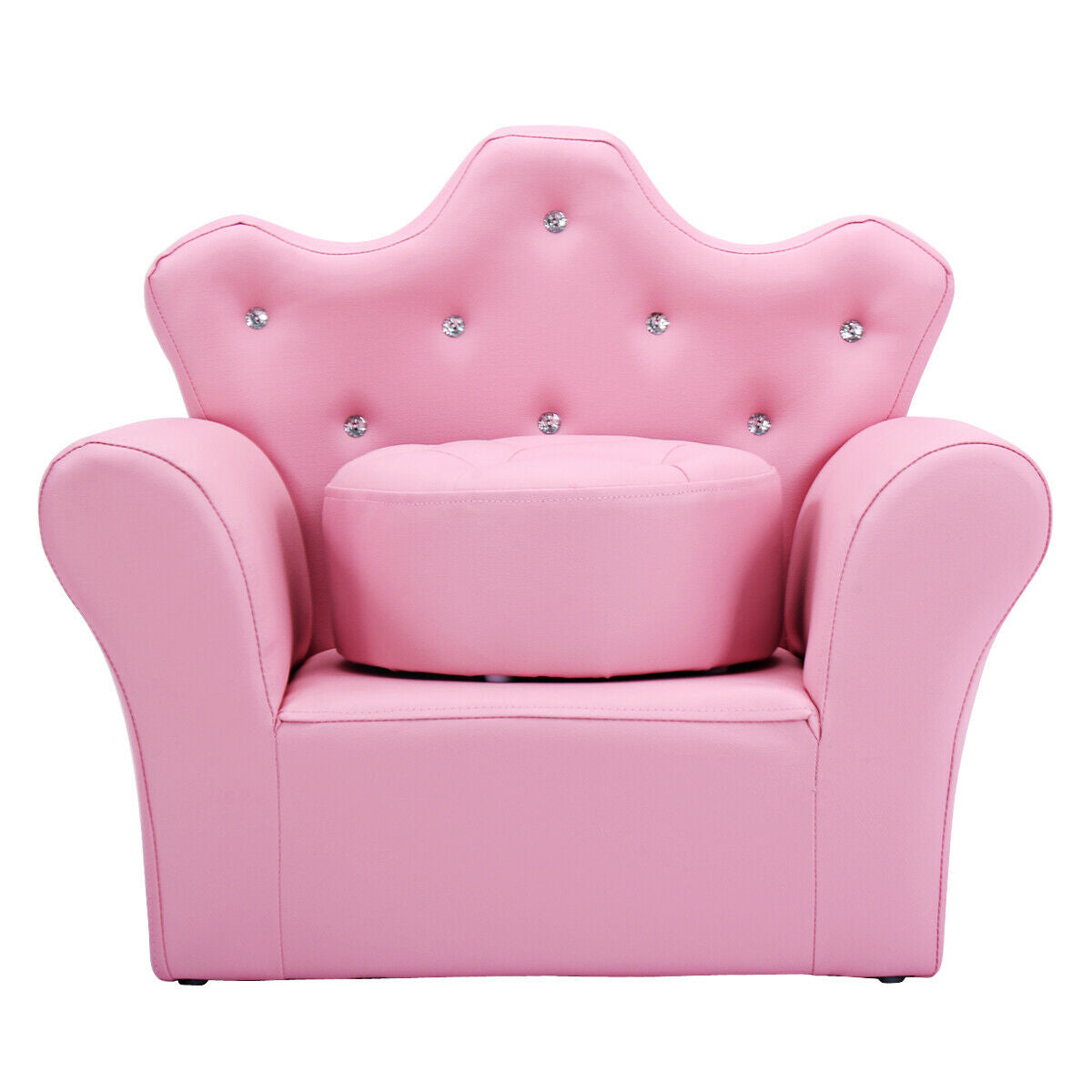 Children Upholstered Princess Sofa with Ottoman and Diamond Decoration for Boys and Girls-Pink - Direct by Wilsons Home Store