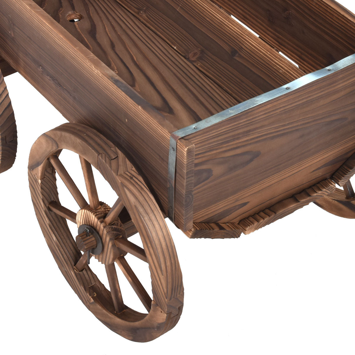 Wood Wagon Planter Pot Stand with Wheels - Direct by Wilsons Home Store